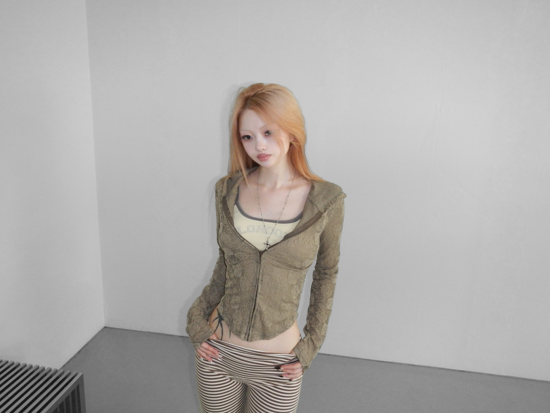 Floral Lace Zip-Up Hoodie