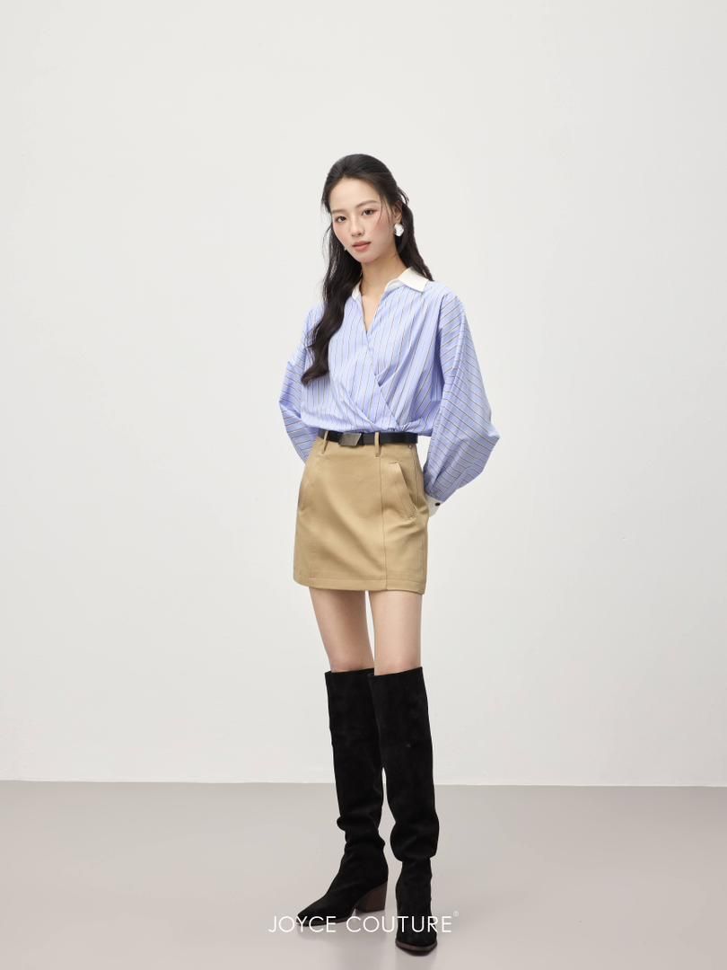 V领设计衬衫上衣 T0751