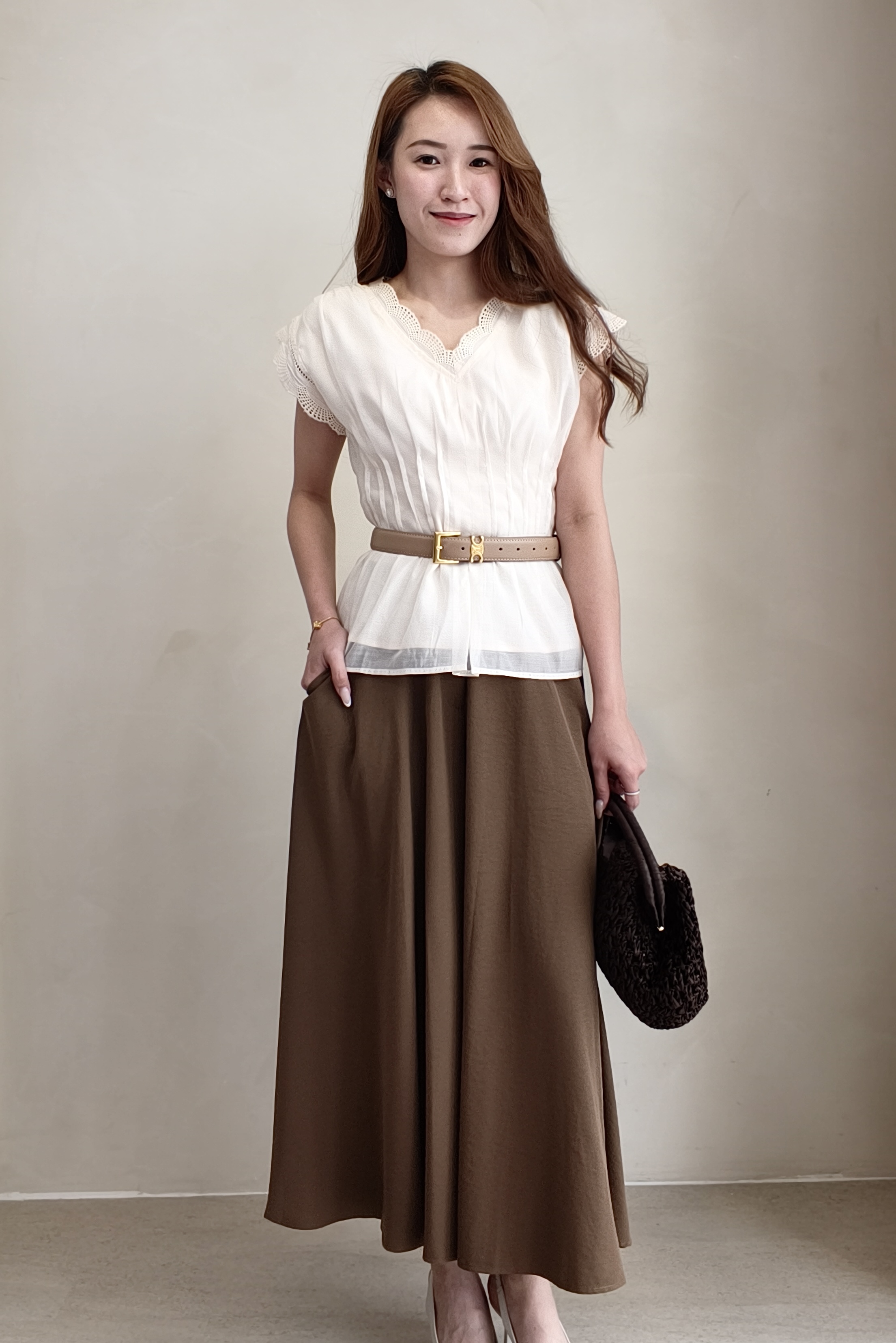 13241348 High-Waist Pleated Wide-Leg Culottes