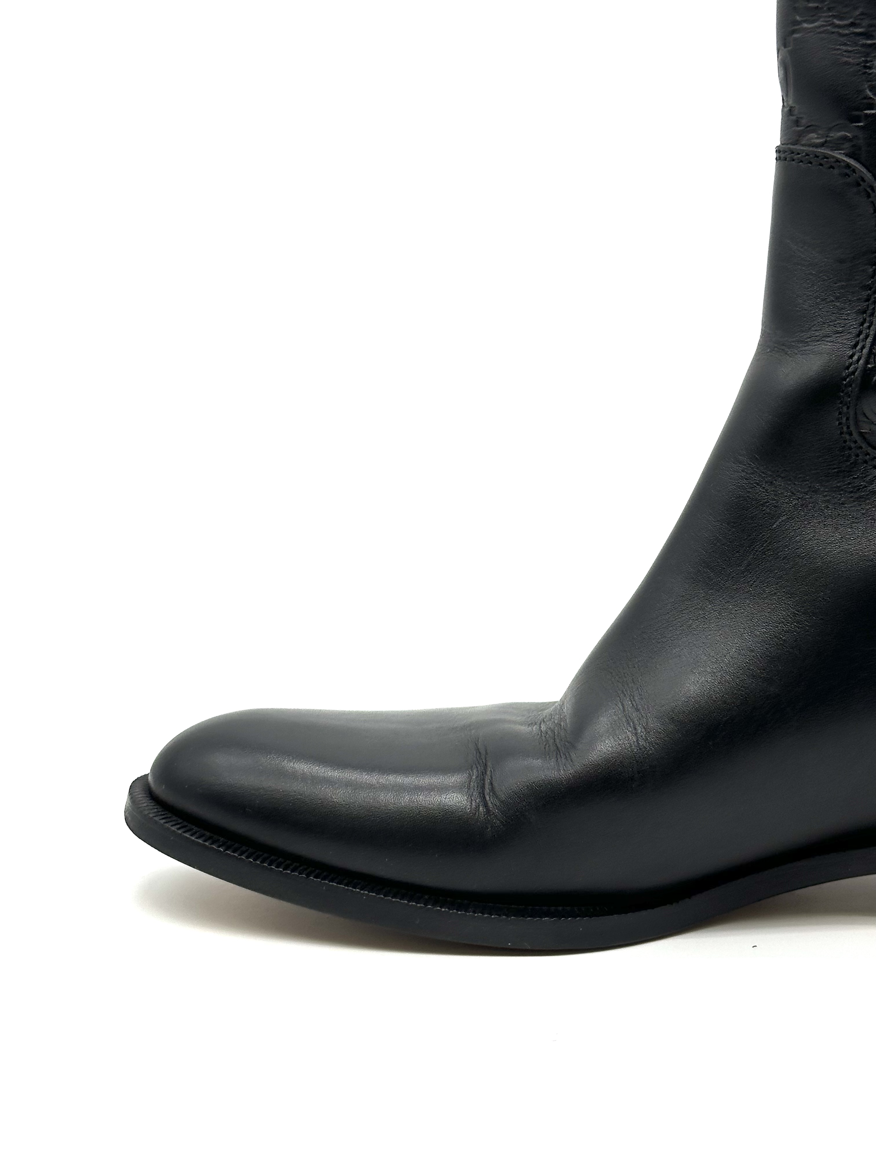 Pre-owned Gucci black Guccissima leather 85th anniversary knee-length boots / Product Code: 26040408