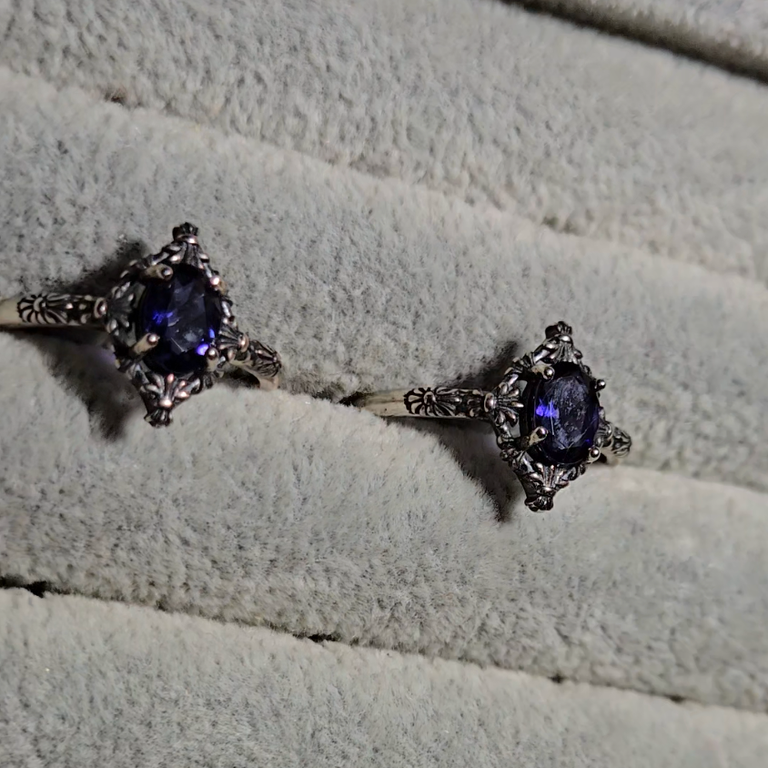 Iolite rings in adjustable sterling silver - JW35