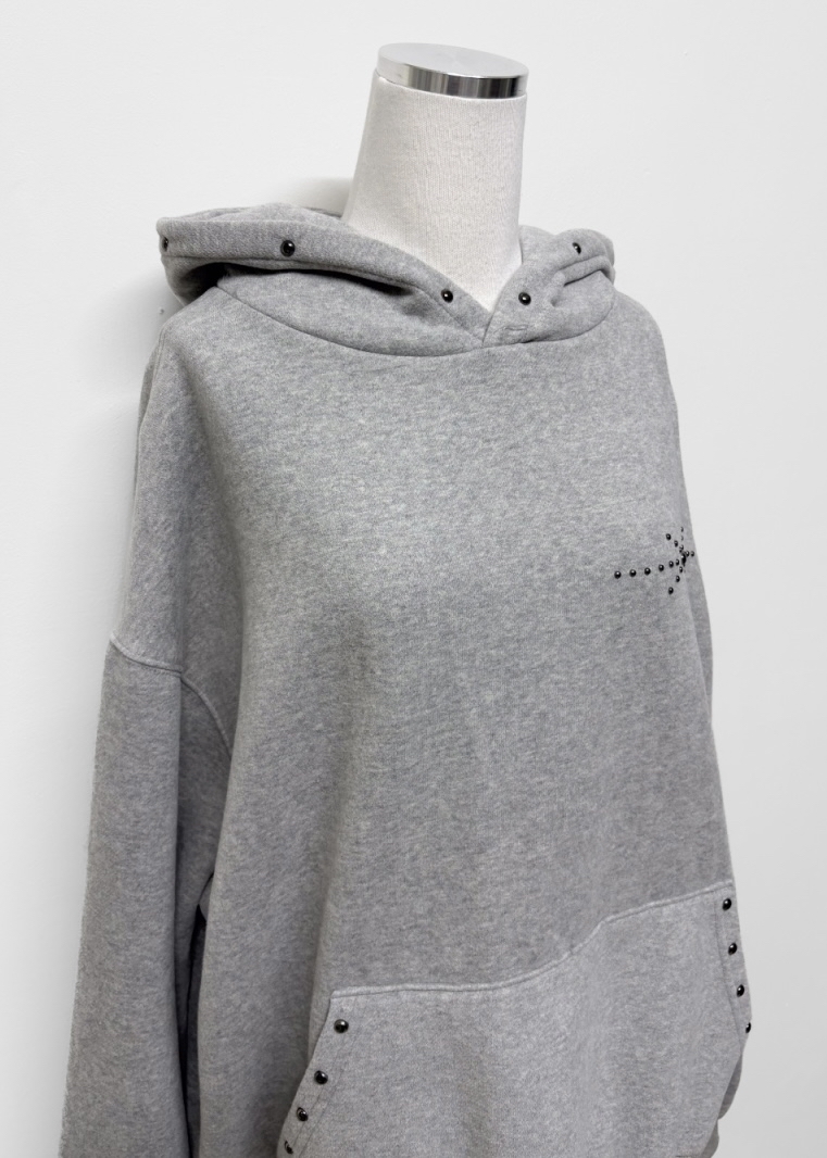 Studded Oversized Fleece Hoodie
