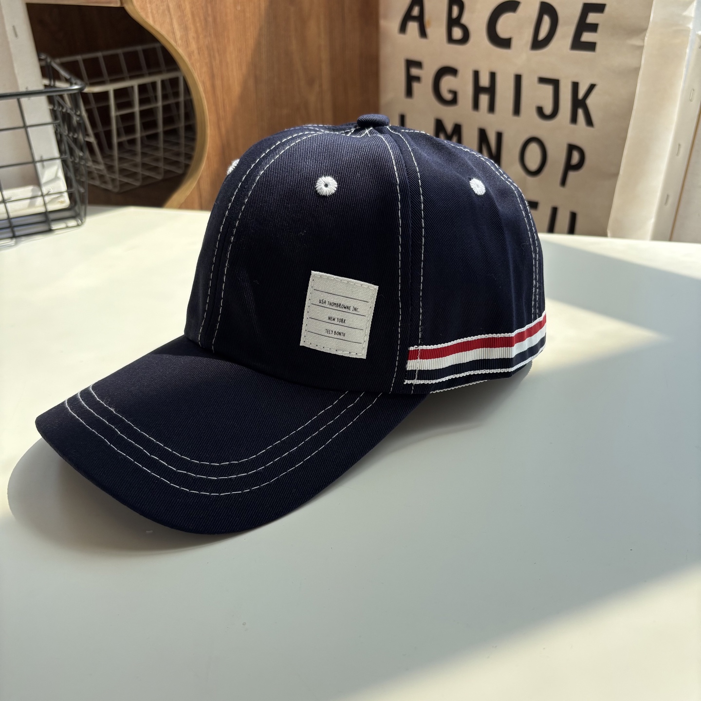 Thom Browne 六片式四條紋棒球帽