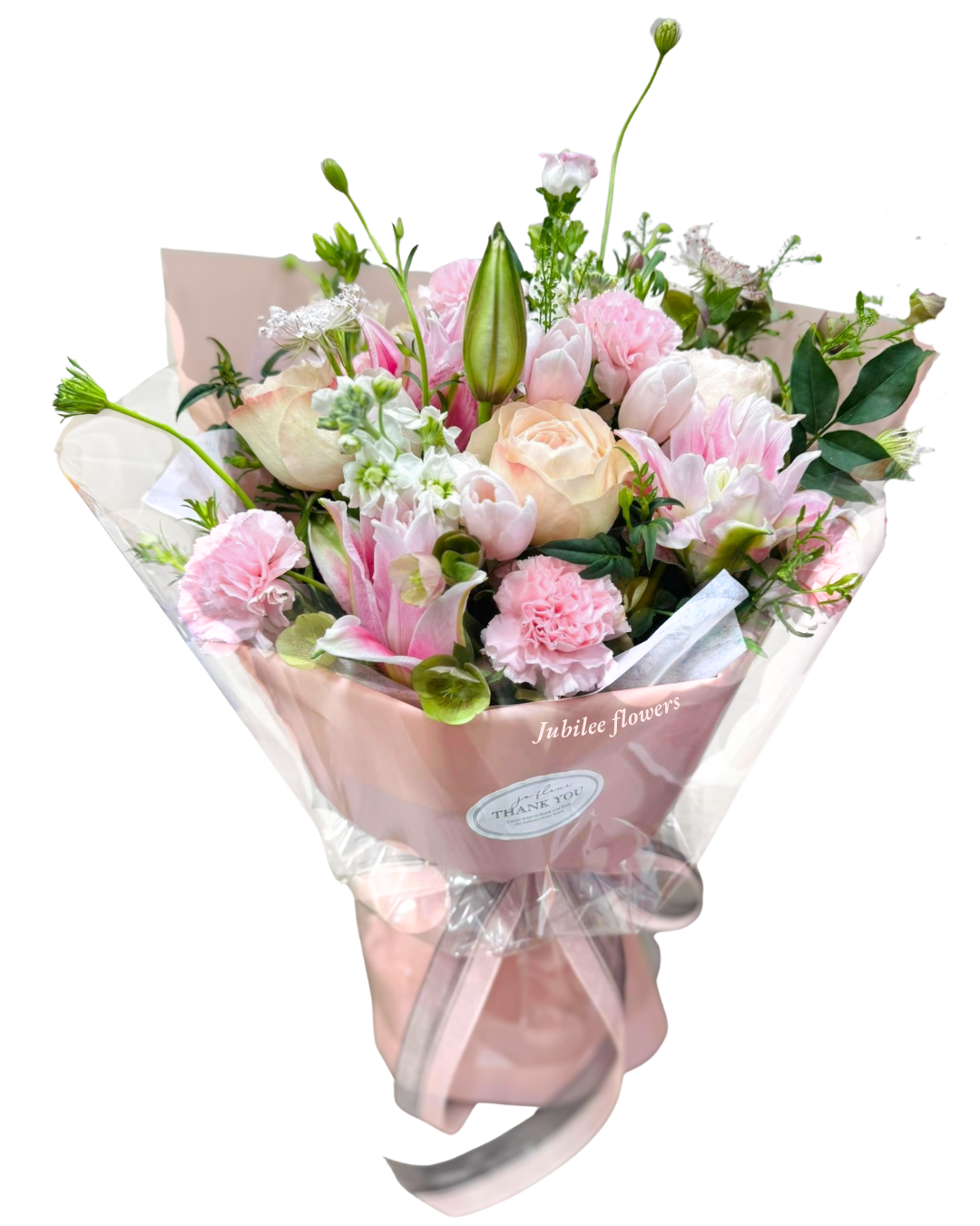 母親節 粉色系列 百合 玫瑰 康乃馨花束