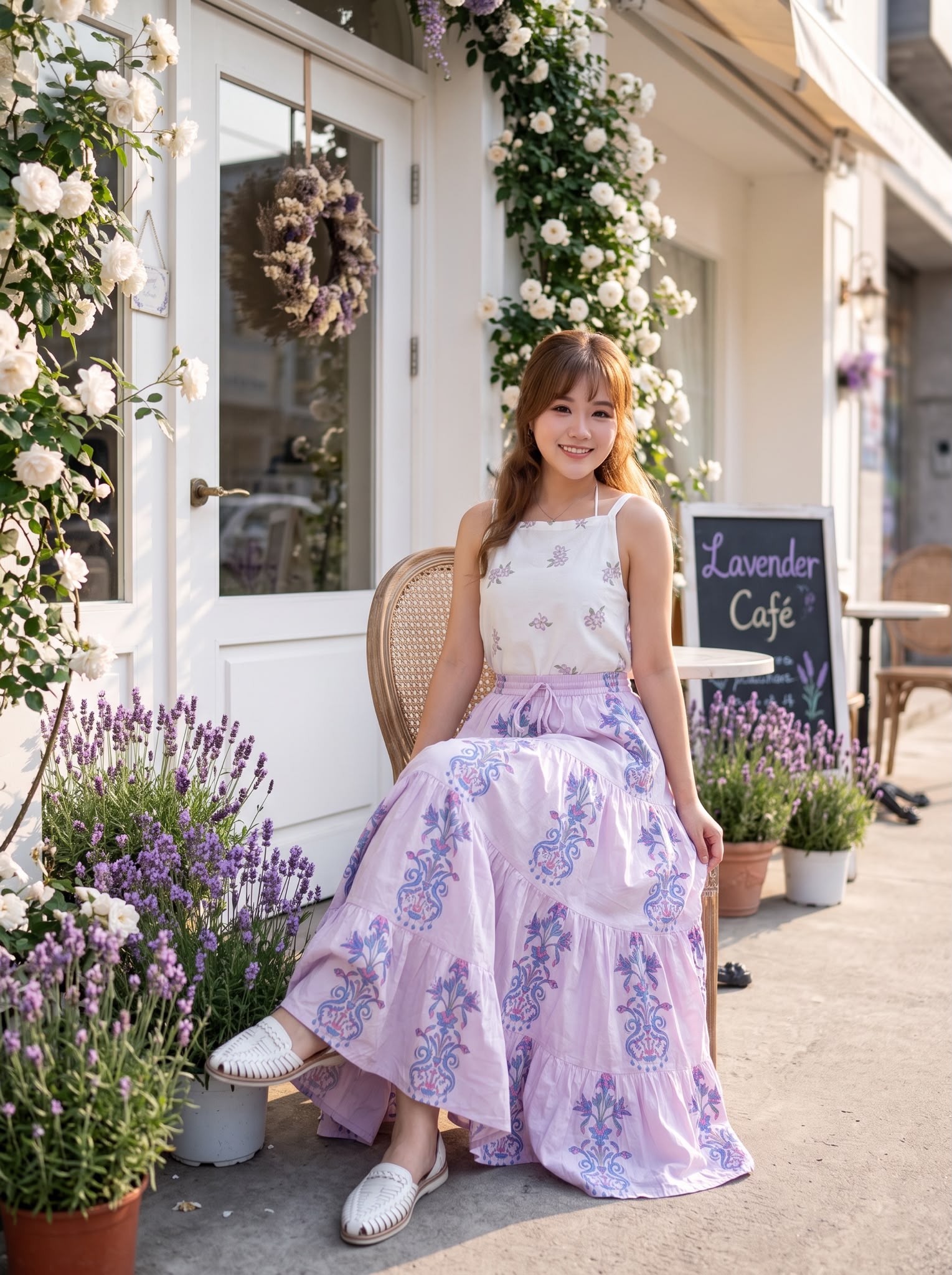 2874 Powder Pink 4 Layers Purple Fafa Skirt 41"