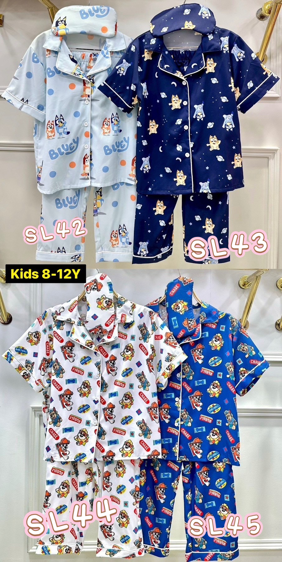 泰國直送真絲睡衣 兒童版 尺寸： 3-6 years 8-12years