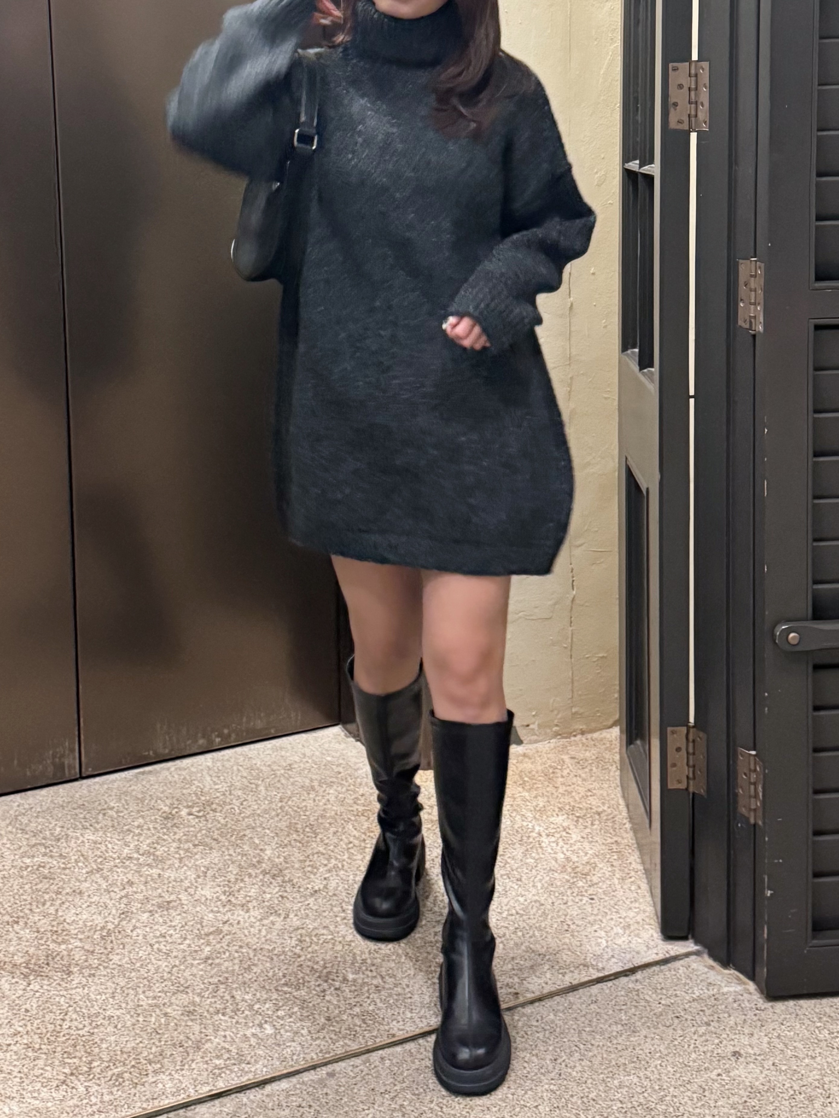 [高個子必入!]高領寬鬆針織連身裙(兩色入)