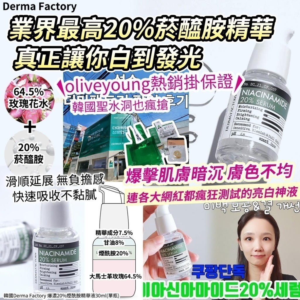 韓國Derma Factory 爆濃20%煙酰胺精華液30m