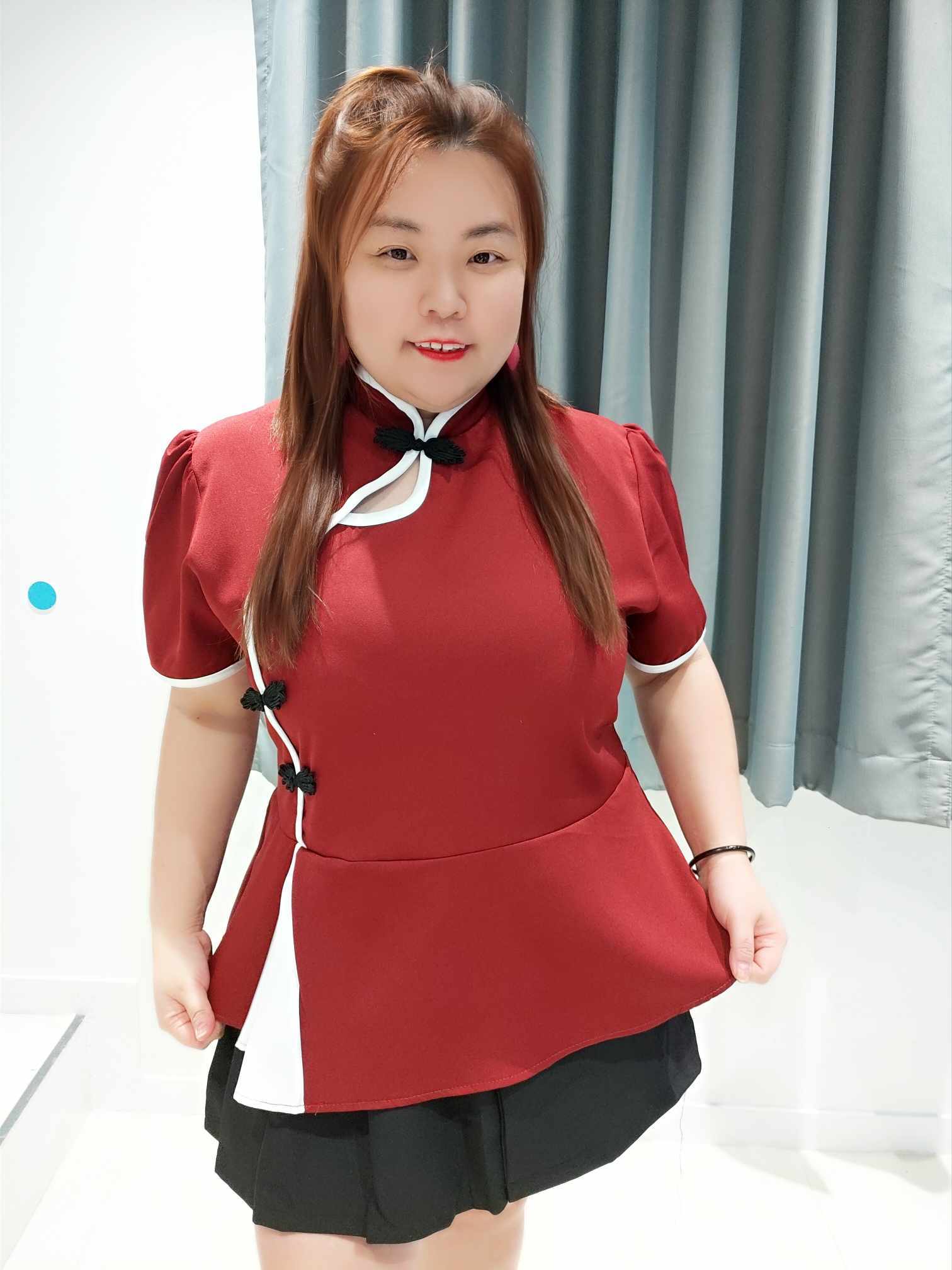 ENB03 拼接衣摆设计盘扣上衣