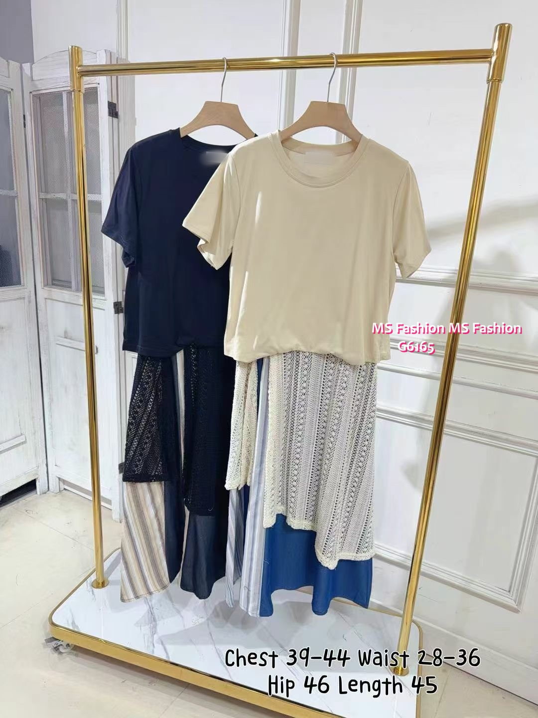 G6165 韓國🇰🇷假兩件拼布連身裙