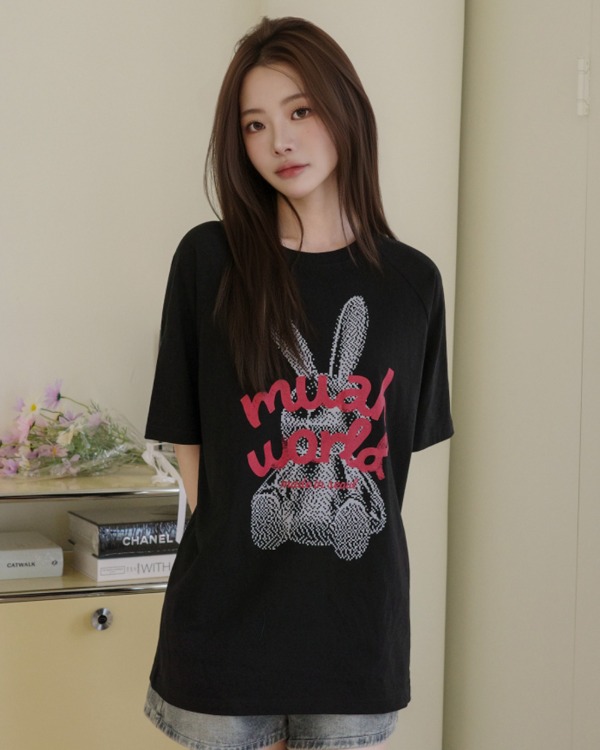 MuahMuah RABBIT MUAH RAGLAN HALF T-SHIRT