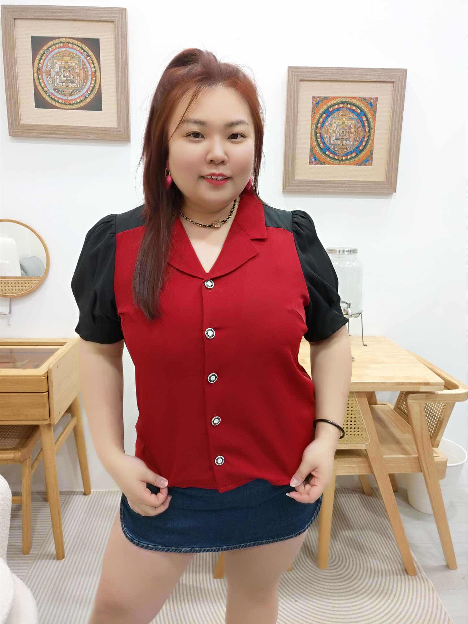 OTA06 BE#281832 拼色翻领设计款上衣