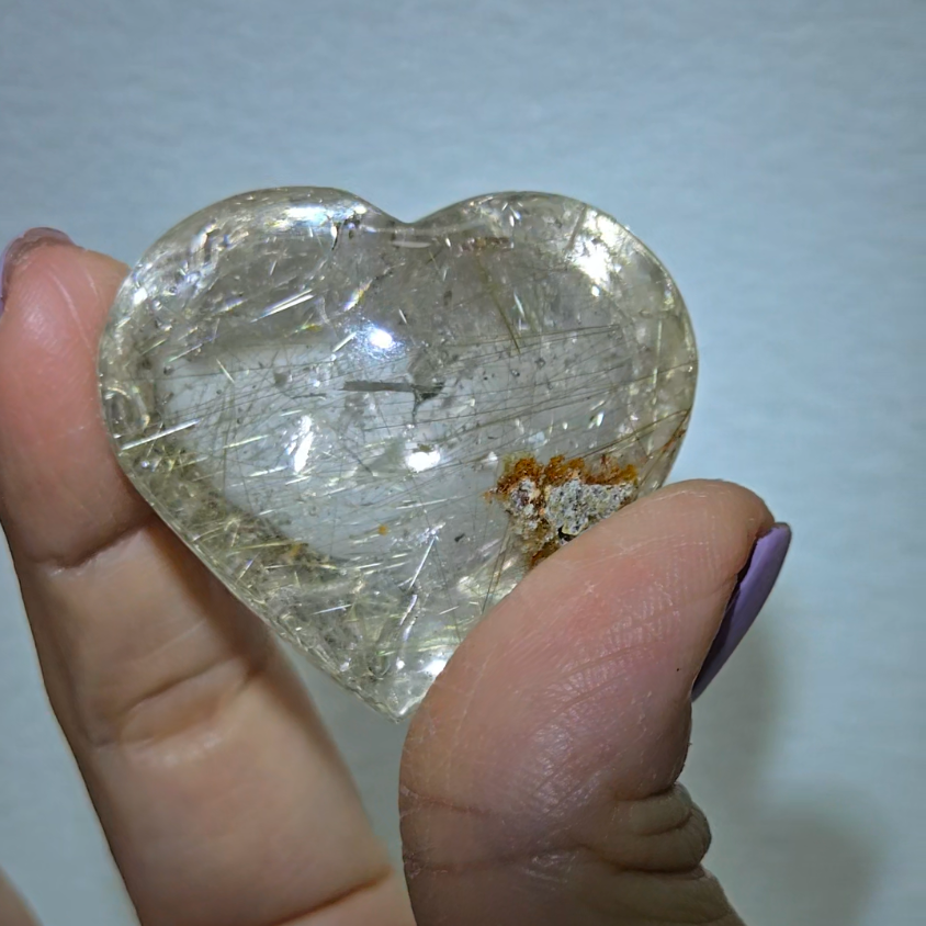 Golden fireworks rutilated quartz heart - RT715