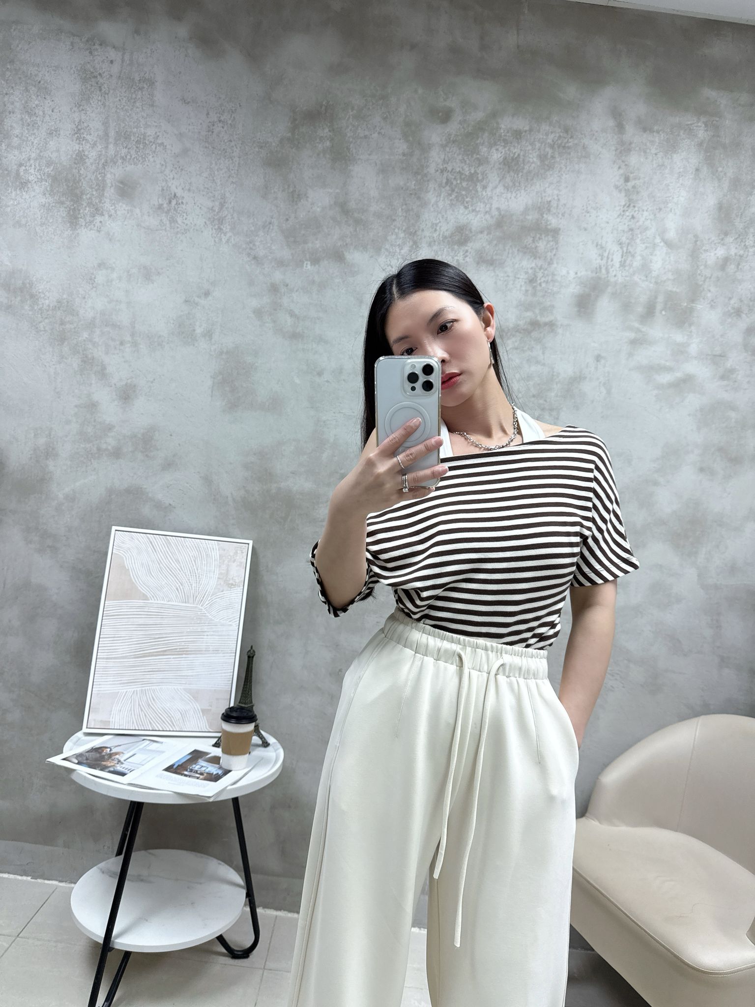 C08 假兩件橫間Top