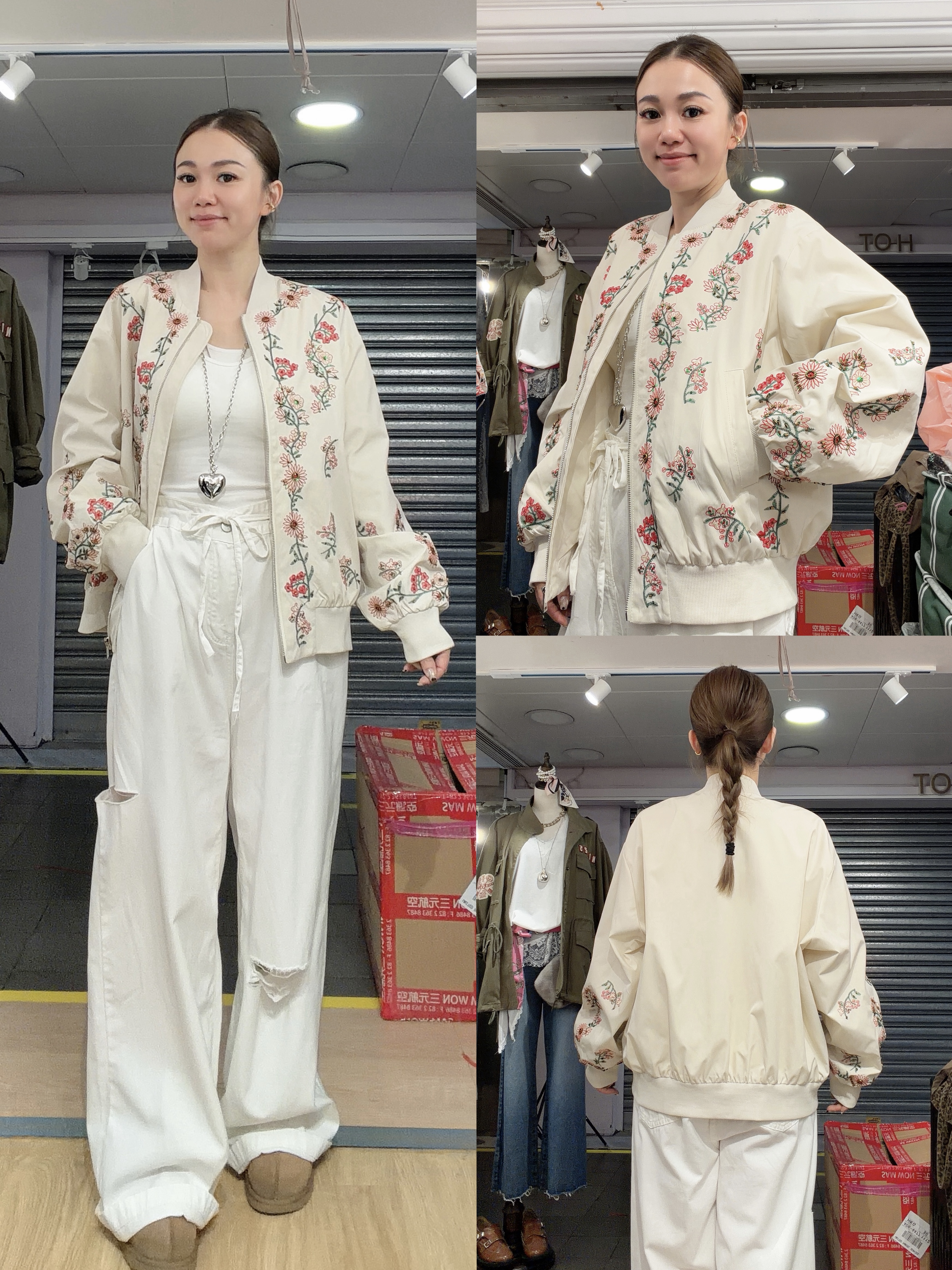 JJ38-精緻重工刺繡花釘珠薄棒球外套 