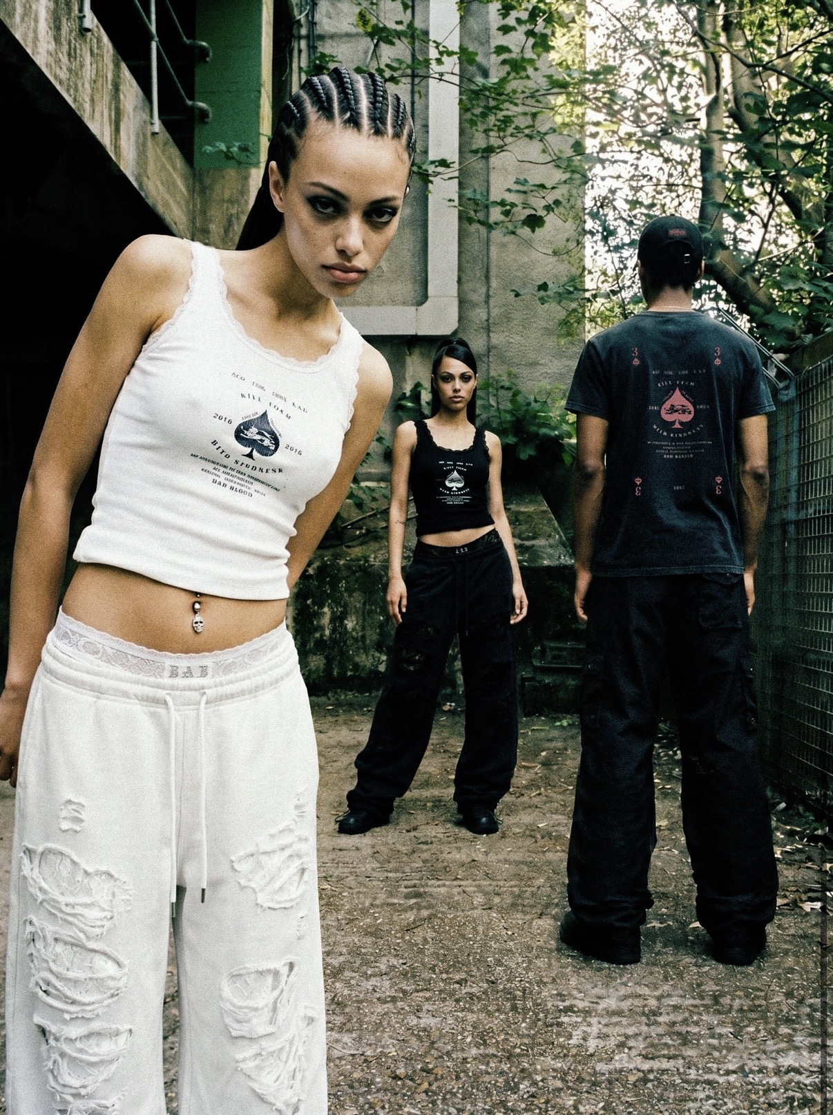 BADBLOOD新款[w-pts26-105] Lace Layered Destroyed Joggers - Black