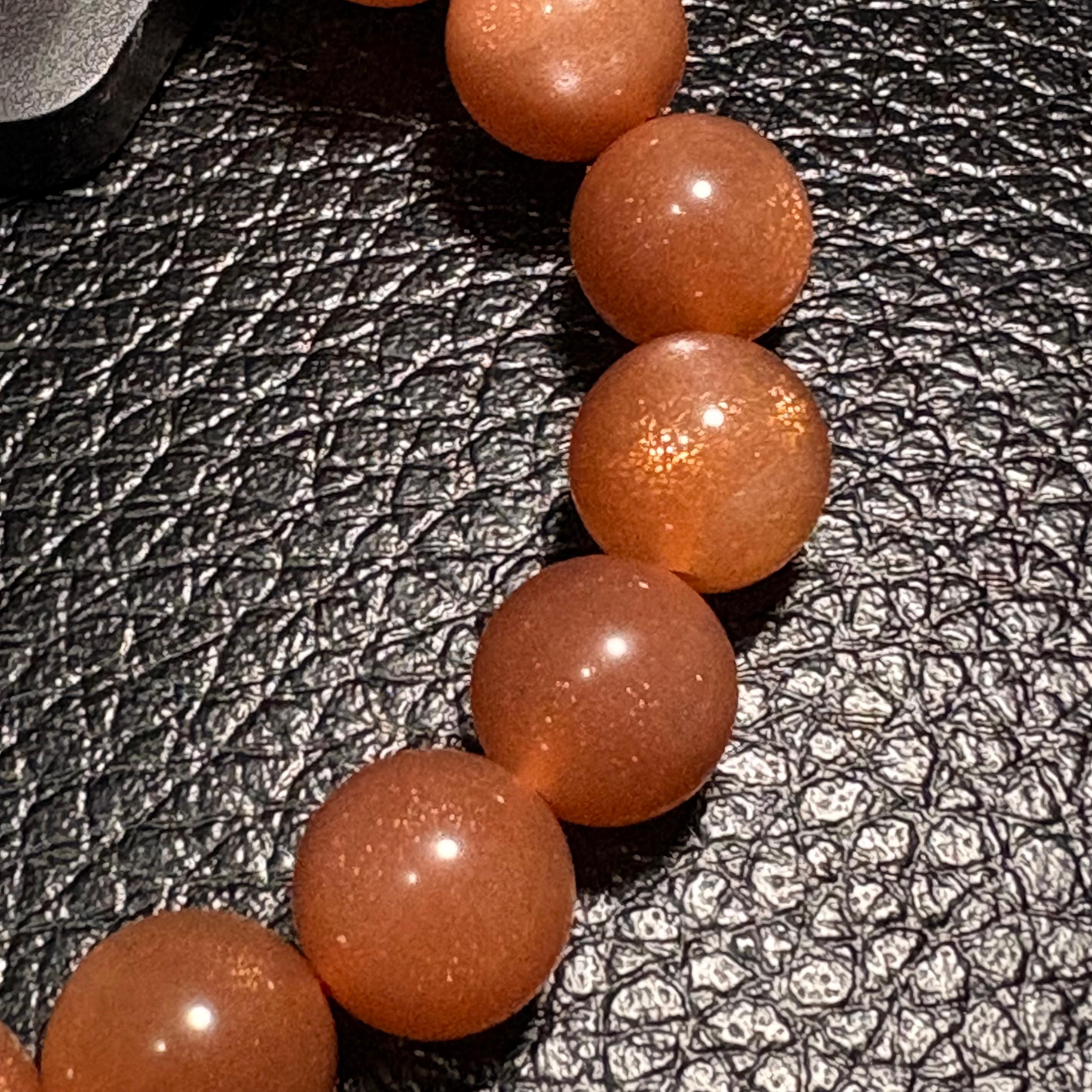 金沙橙月光石｜俗稱橙太陽石 手串 No 4321規格:  11.8mm珠/17cm手圍 