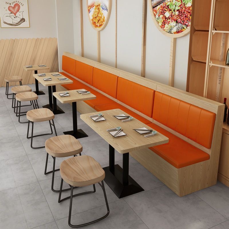 連鎖餐飲店漢堡炸雞卡位桌凳組合，輕暖日式風粉麵館小食店吧檯桌吧椅bar stool