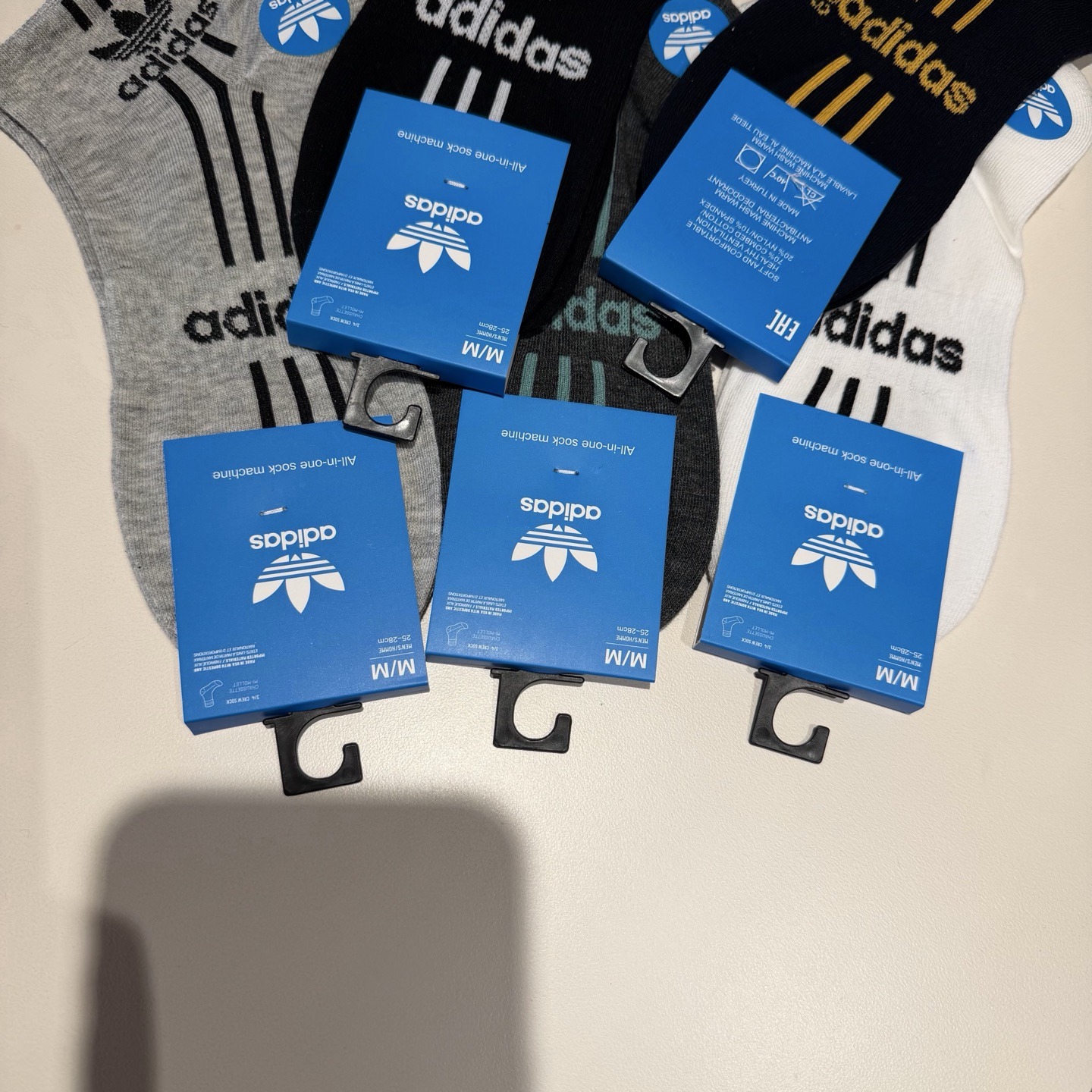 Adidas 經典三條紋短筒棉襪 一套5對