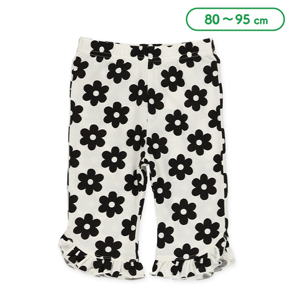 🇯🇵預訂 日本直送🇯🇵黑色花卉滿印荷葉邊半截打底褲