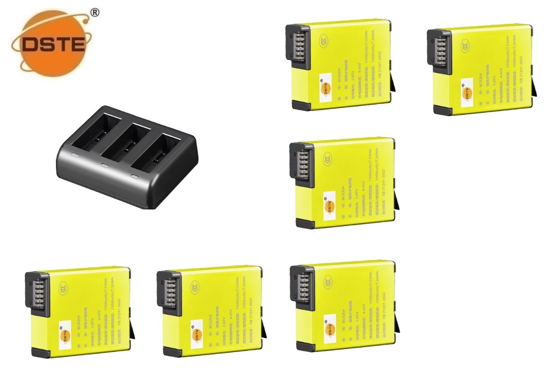 DSTE BCX204 Lithium-Ion Battery With USB Charger For DJI Osmo 360 and Osmo Action 6 / 5 Pro / 4 / 3 代用鋰電池 (CCC Certification / 3C認證)