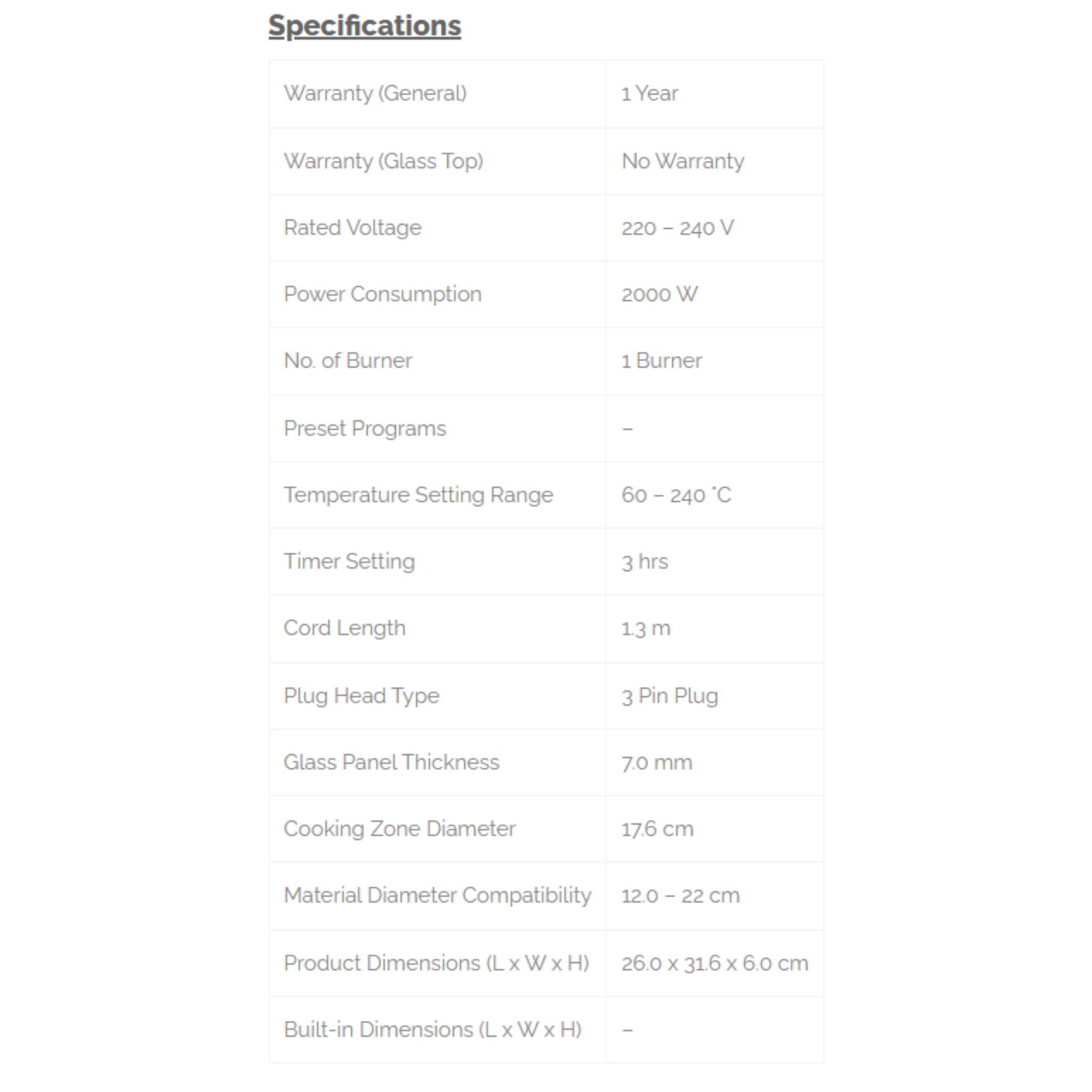 Phison 2000W Induction Cooker PIC-211