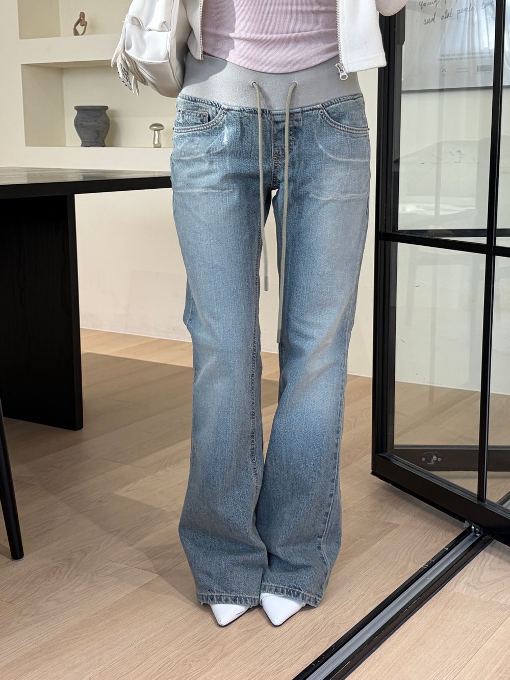 Banding Drawstring Bootcut Jeans