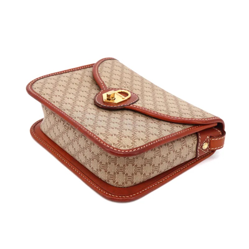 Celine Beige Macadam Padlock Crossbody Bag