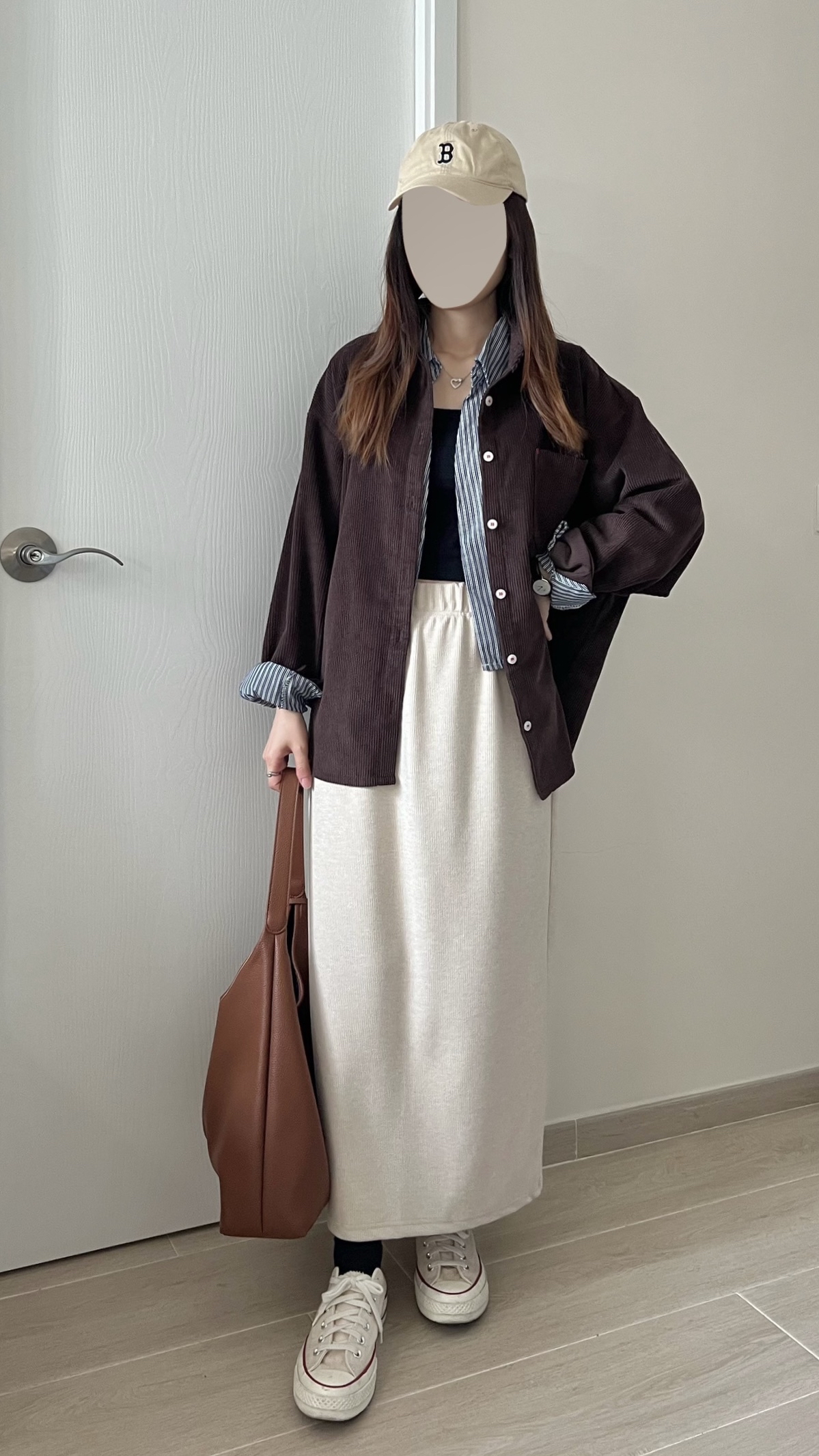 親膚軟熟細坑紋長裙 