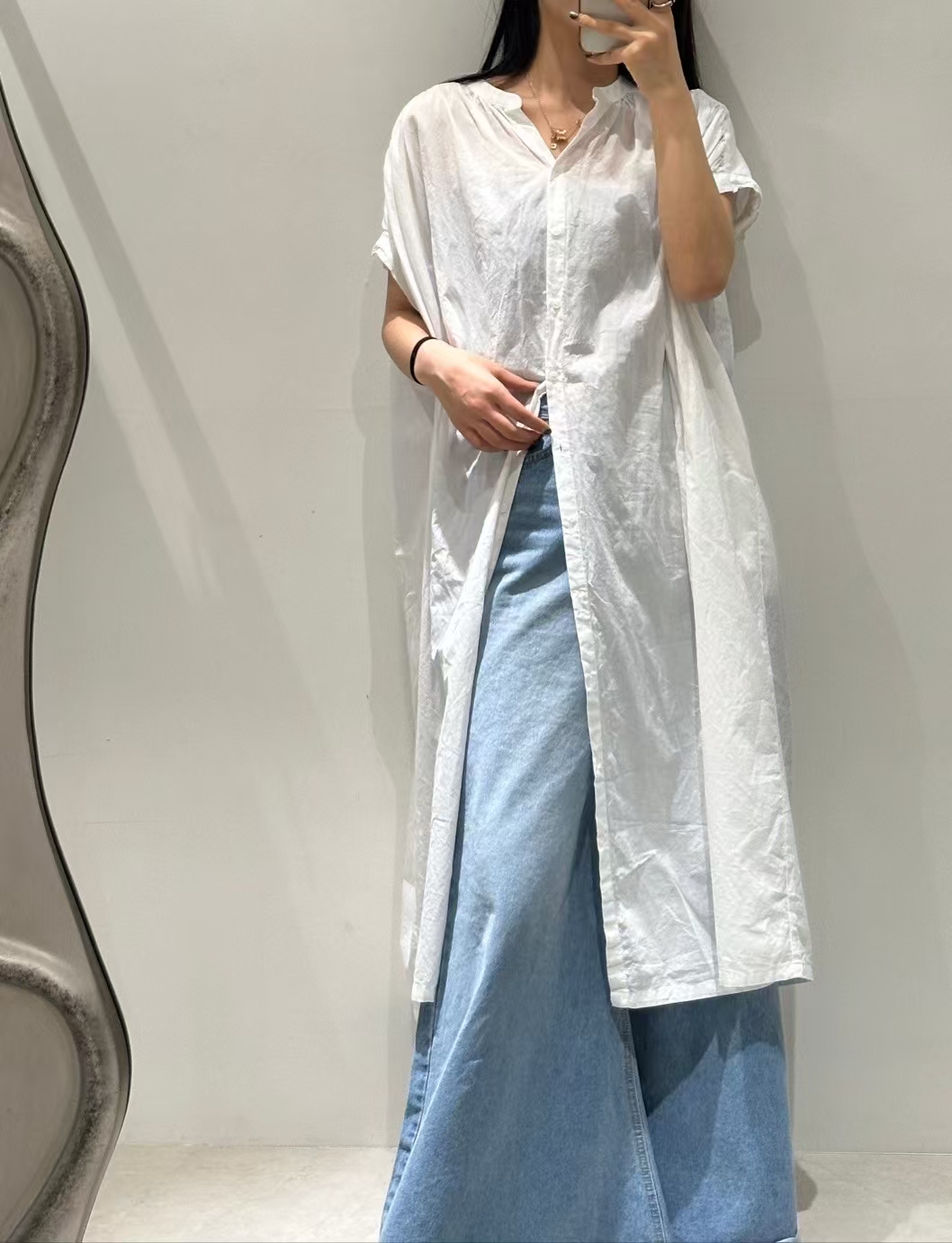 Linen-Cotton Longline Button-Down Shirt ‖ 棉麻开襟长版衬衫 KR021524412