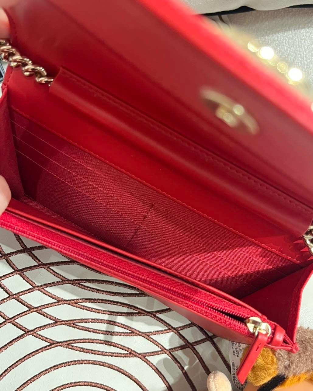 未使用品 Chanel wallet on chain 荔枝牛皮金鏈 100%Authentic ,unused 未使用品  ✅ 28貼 ✅dust bag✅box
