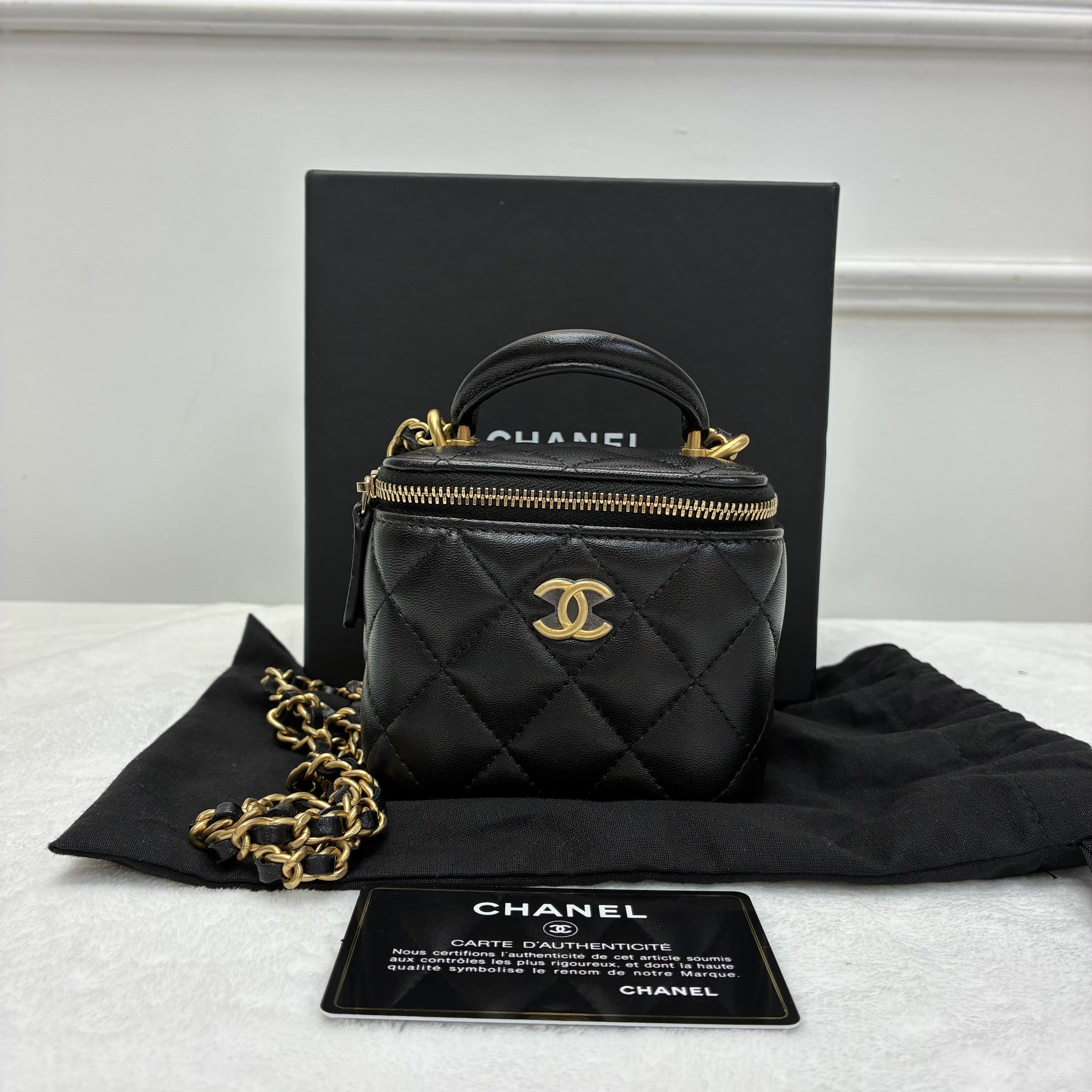 Chanel Vanity Case 黑色羊皮小廢包