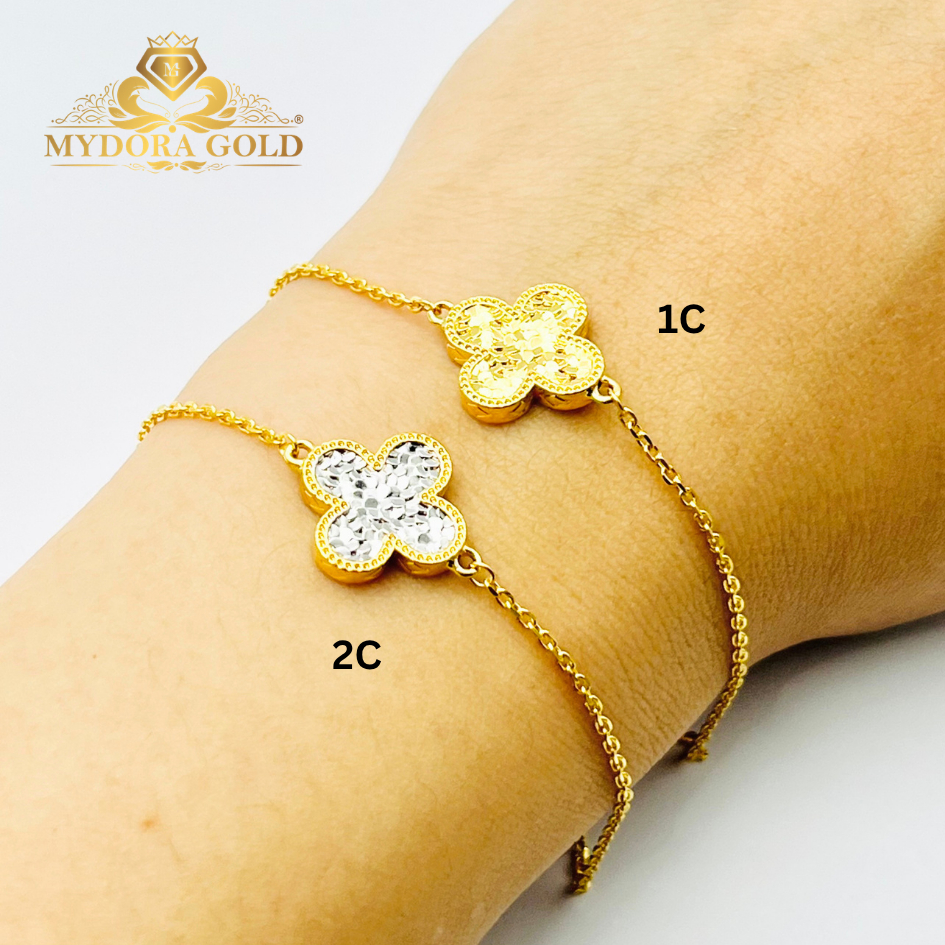 MYDORA Rantai Tangan Fesyen Sisik Clover l EMAS 916/22K