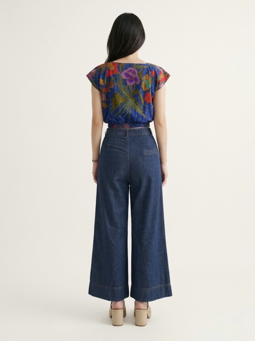 T3373 - Batik Square Neck Crop Top