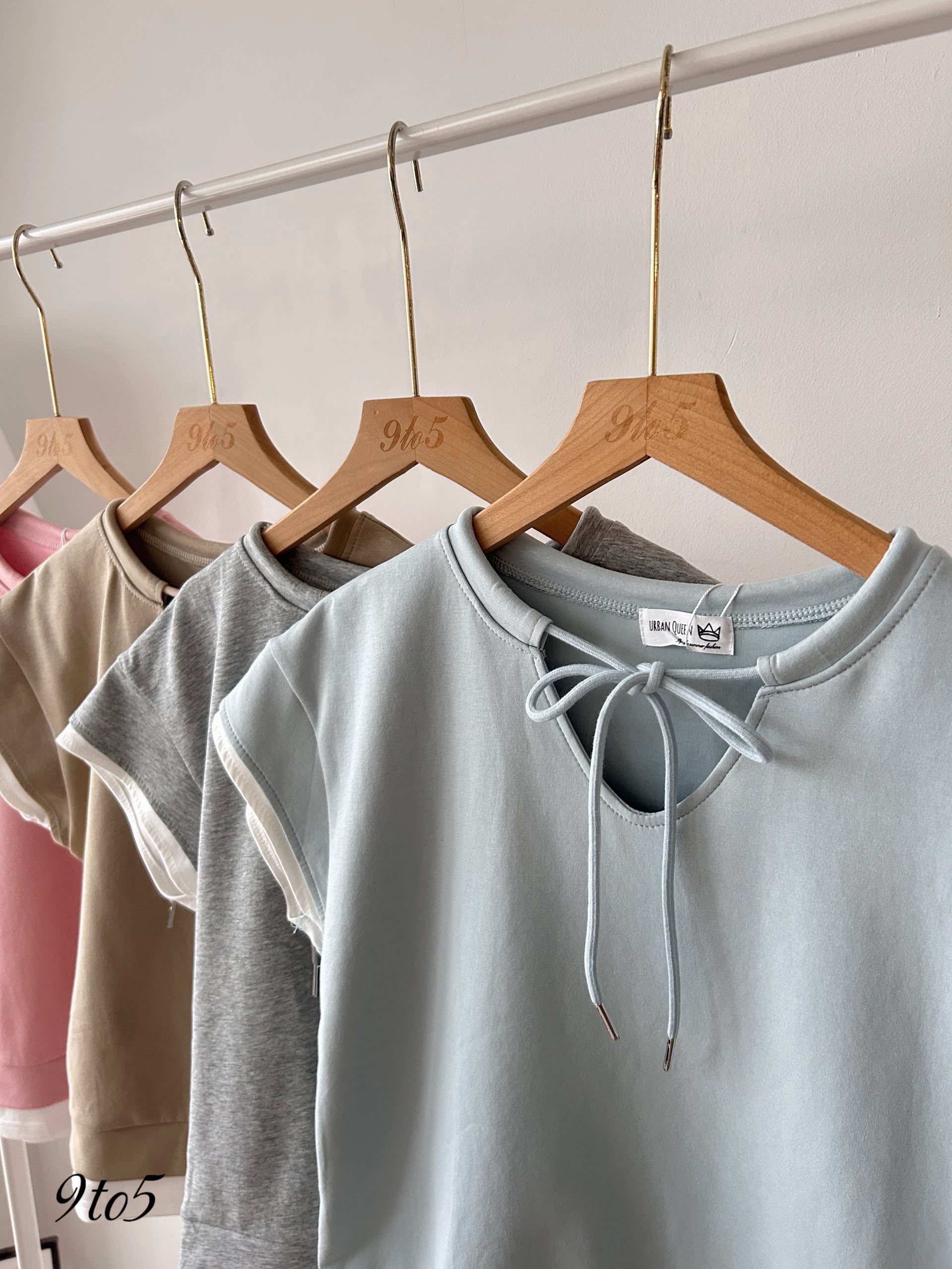 T4394 Self-tie Fake 2pcs Tee - 4 Colors 