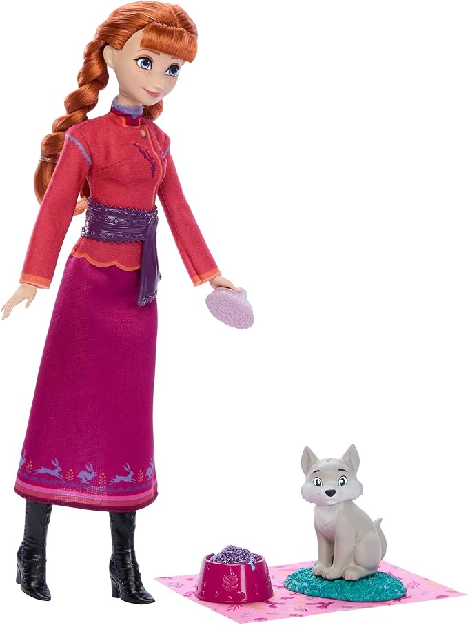 Mattel Disney Frozen 魔雪奇緣 Anna 安娜公主與小狼寶寶公仔套裝｜Animals of Arendelle 角色扮演玩具｜3歲以上