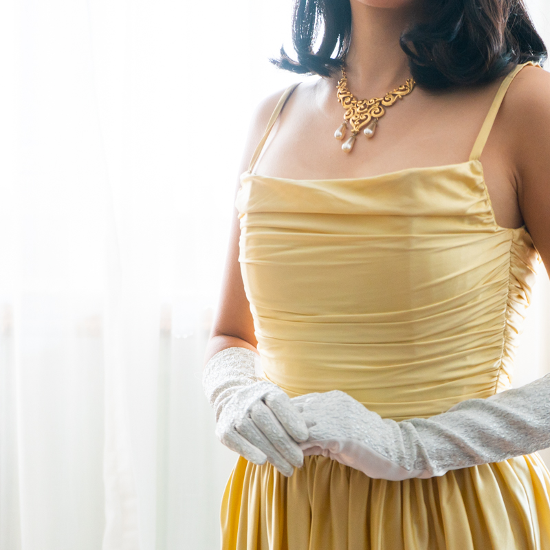 1970s Lanvin Champagne Yellow Silk Cocktail Dress (NA0370)