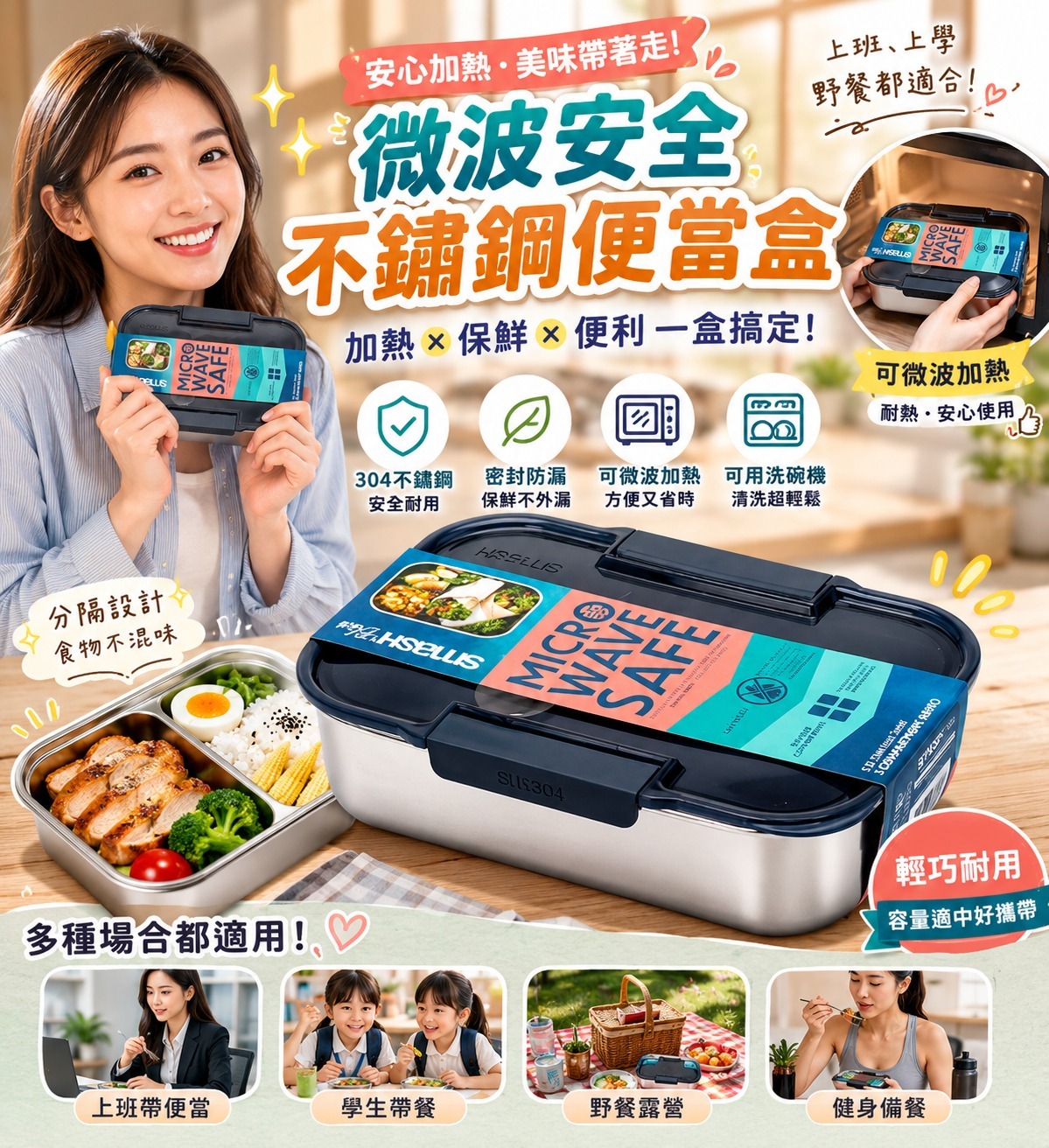 【預訂】SMASH 可微波不鏽鋼便當盒 1.3L