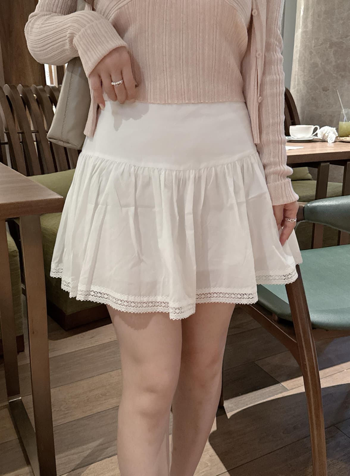 【初春甜美感】高腰喱士花邊短裙