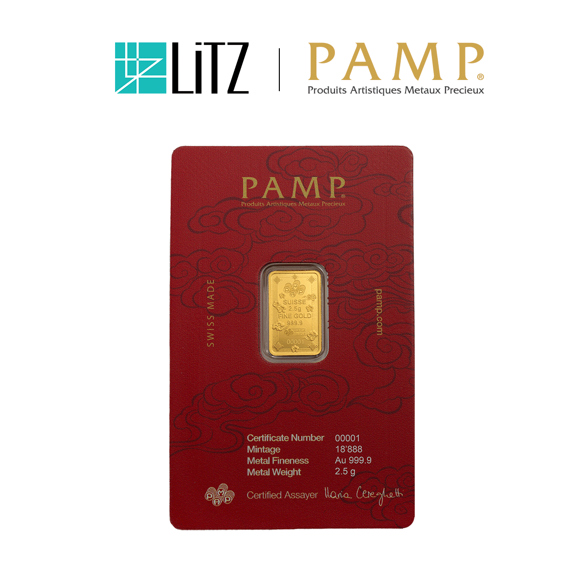 [2.5 gram] LITZ PAMP Suisse Lucky Cat Limited Edition Gold Bar (999.9) PG069