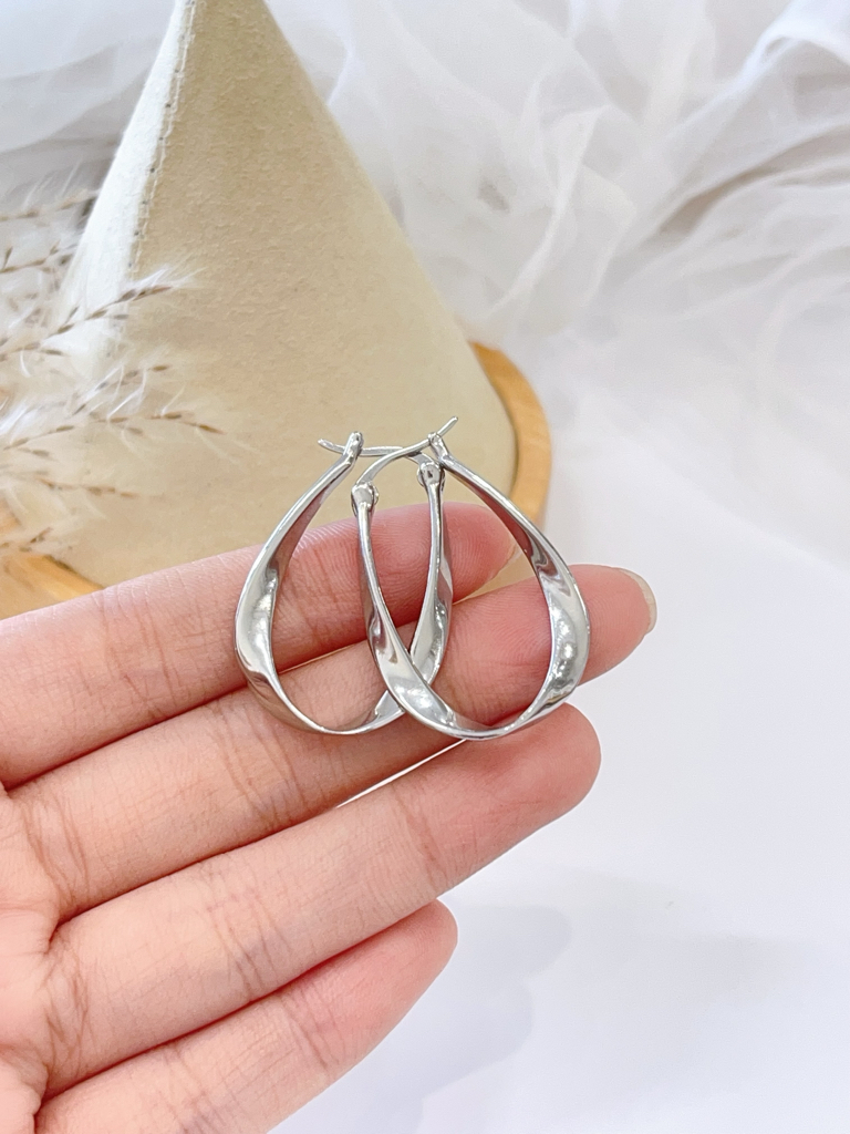 不规则小椭圆耳圈耳环