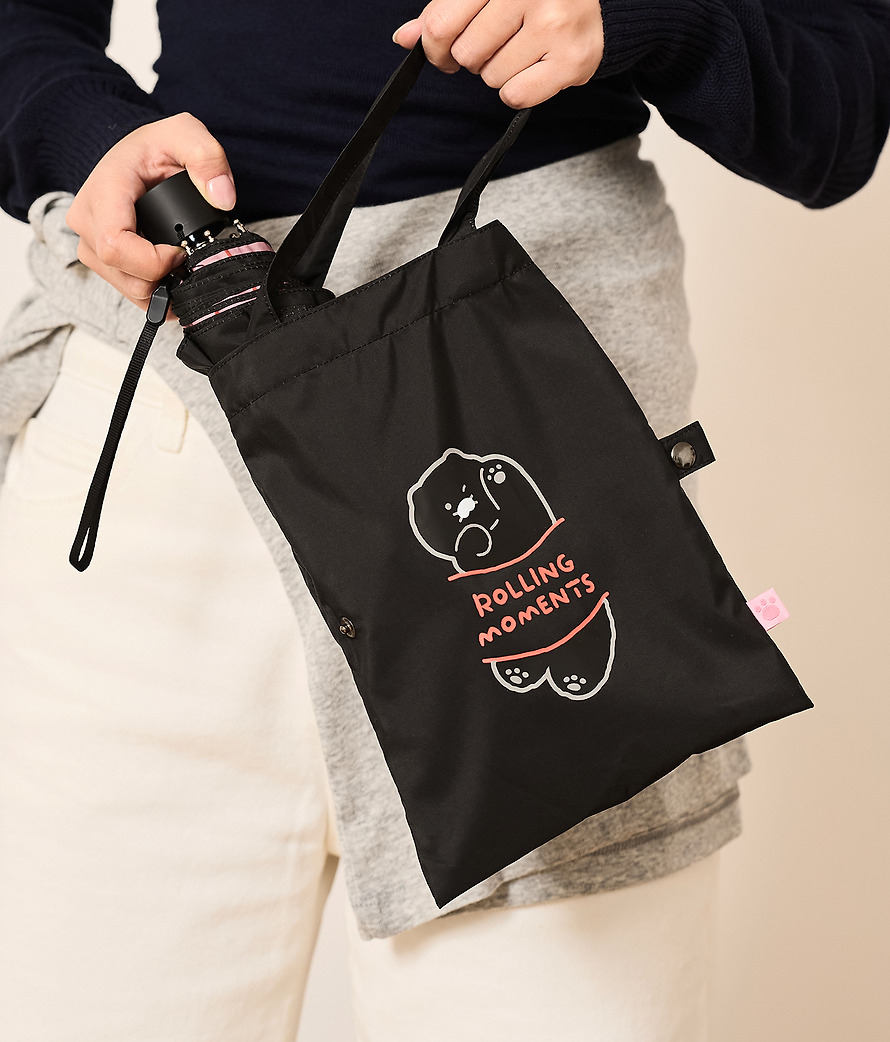 黑色 春植 縮骨遮 連收納袋