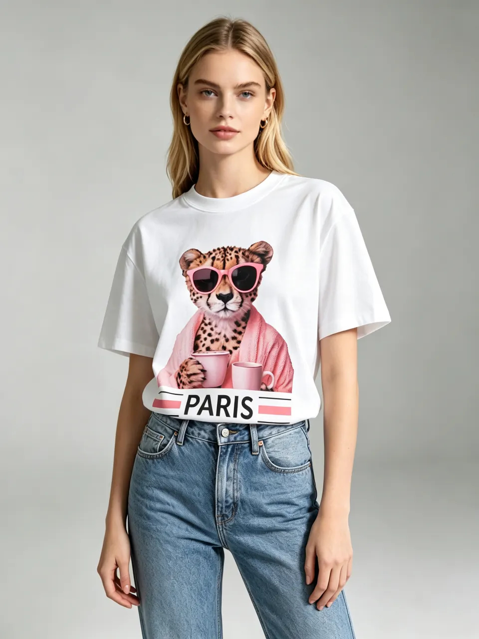 ［訂購］M021 Pink Robe Cheetah Coffee Tee