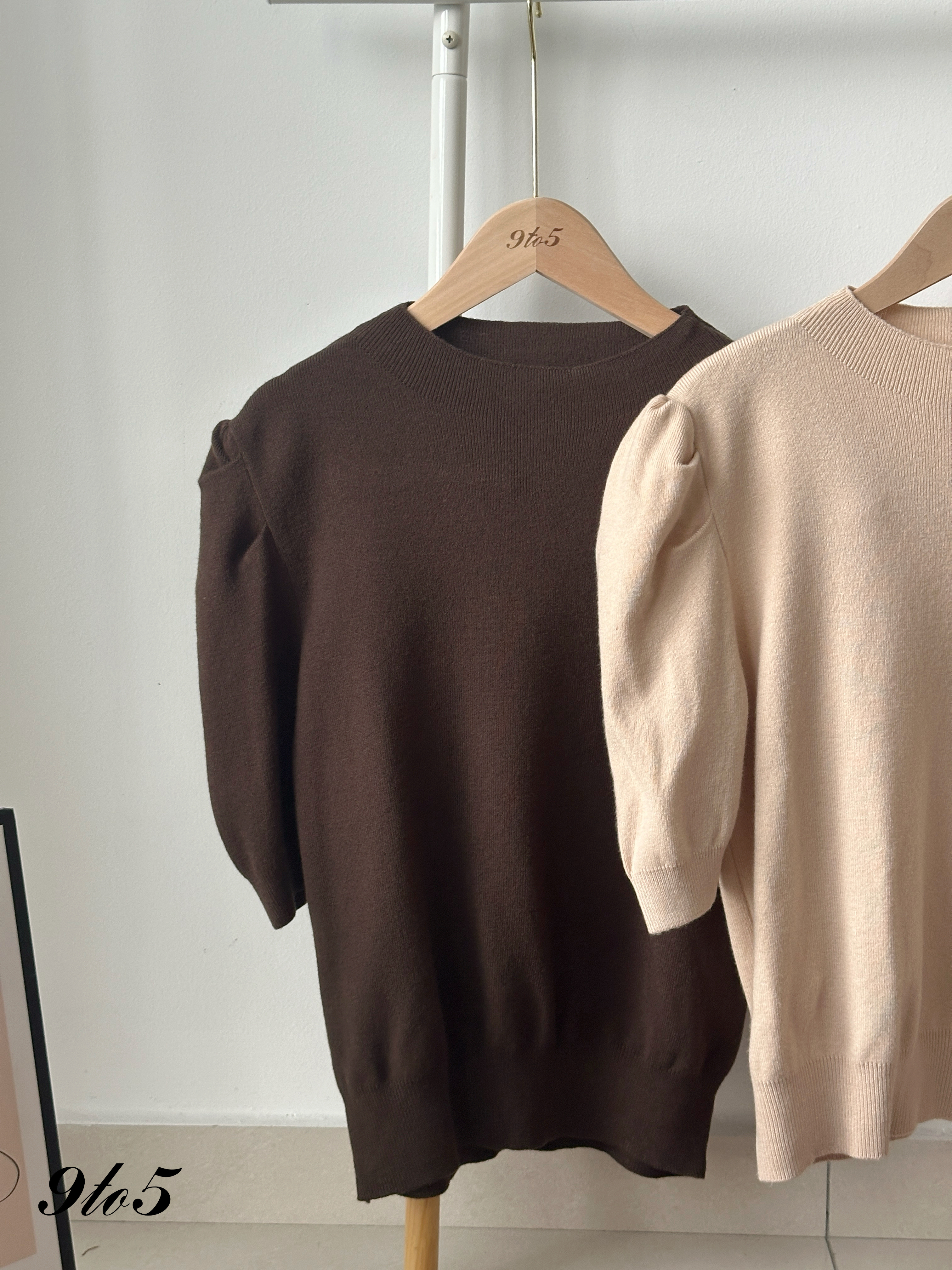 T4244 Mock Neck Puff Sleeve Knit Top - 4 Colors 
