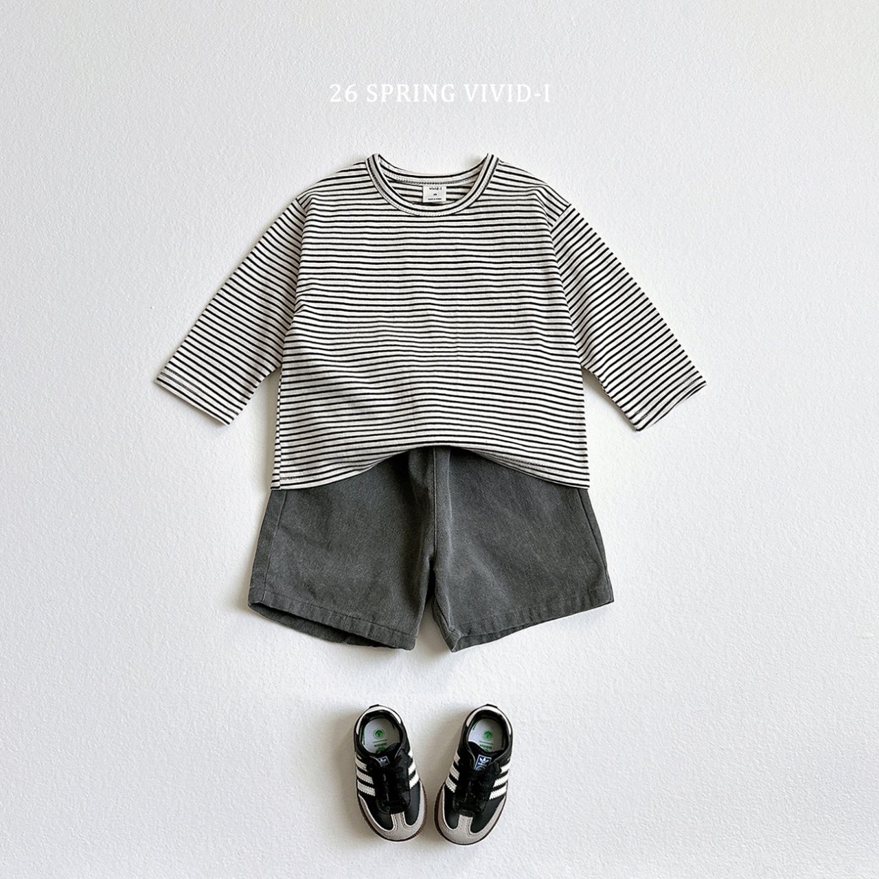 🌸預訂 韓國直送🌸🇰🇷VIVIDI四色日常寬鬆純色條紋長袖上衣套裝