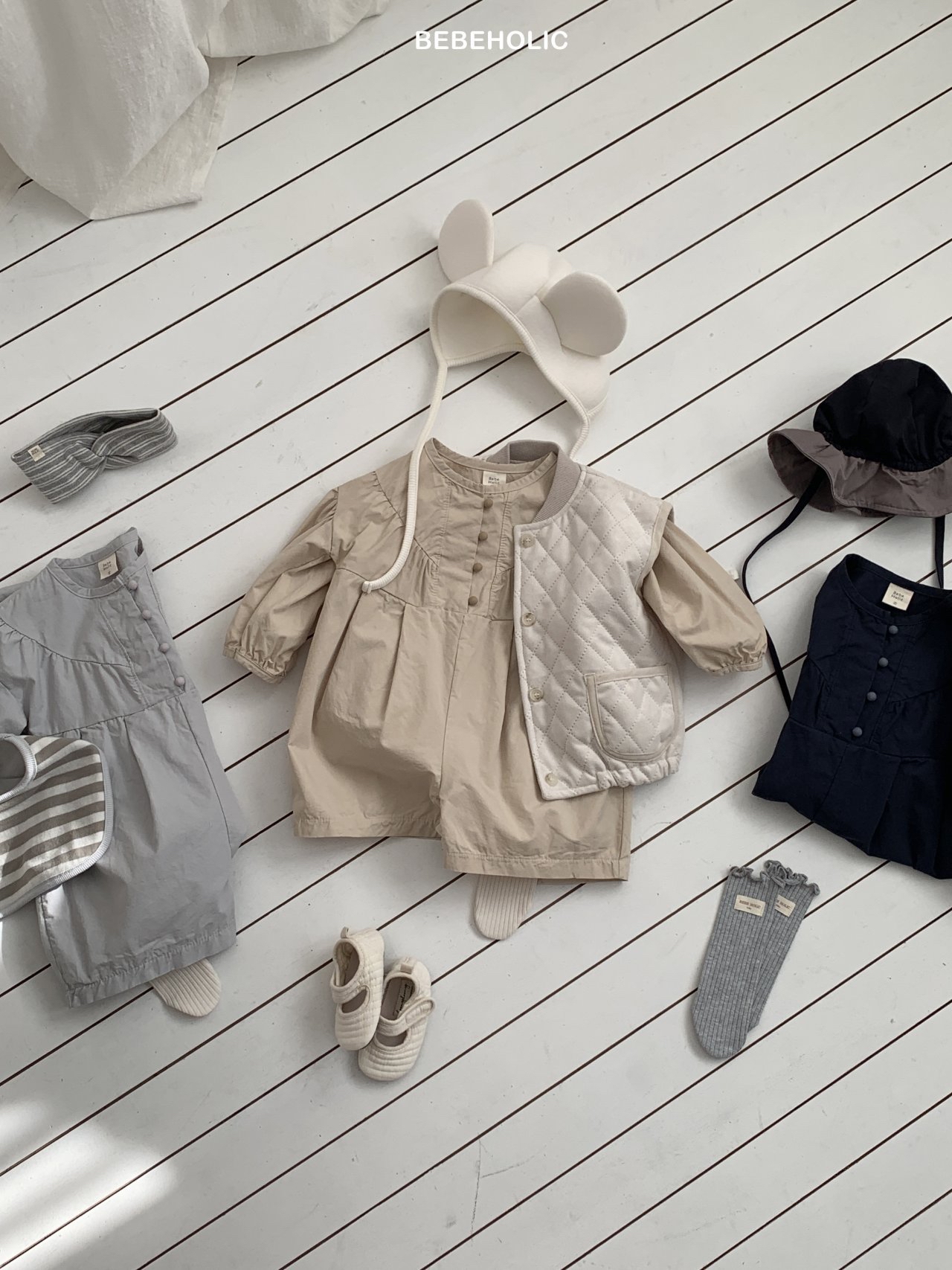 🌸預訂 韓國直送🌸🇰🇷BEBEHOLIC三色簡約寬鬆長袖連身褲