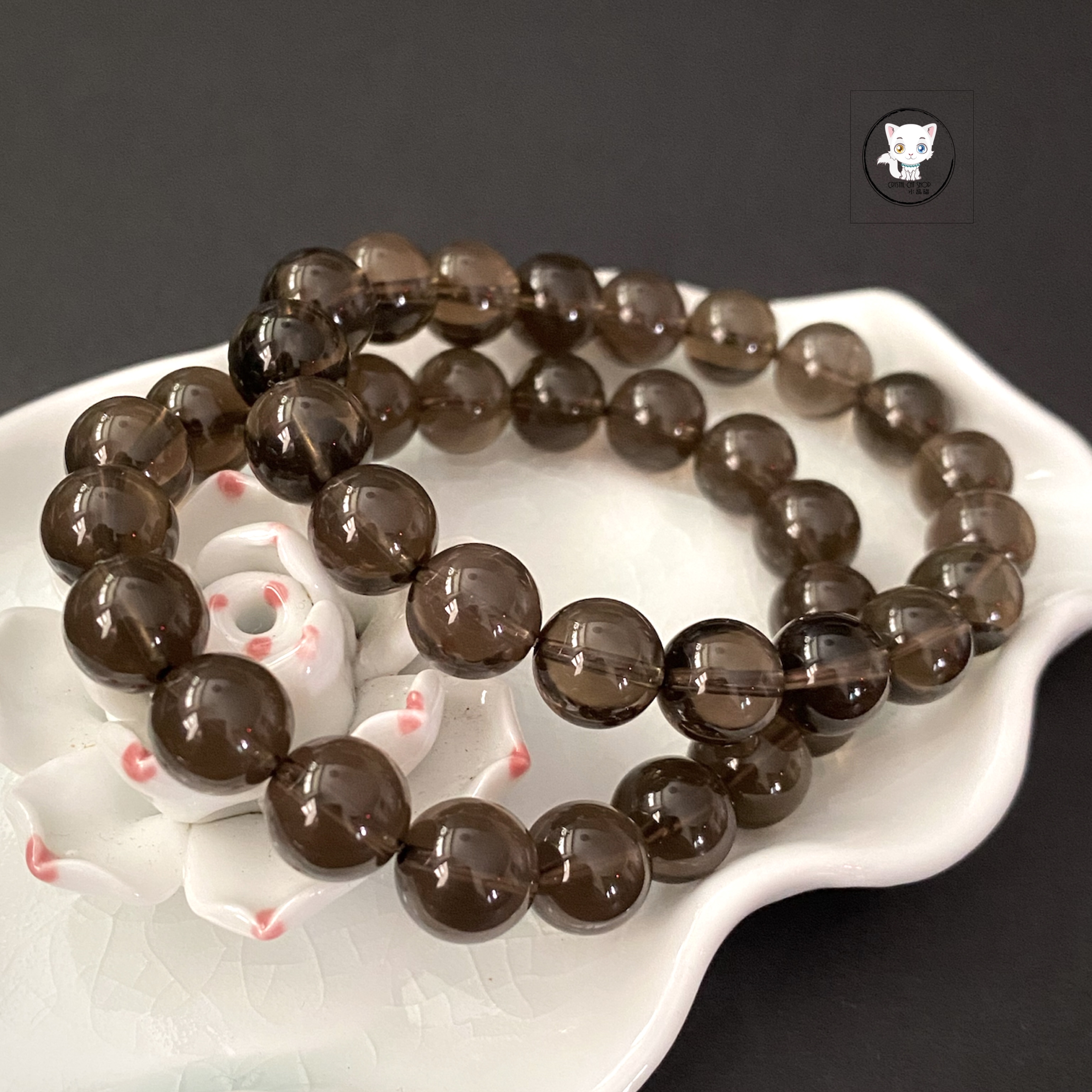 精品天然茶水晶手鏈 10mm