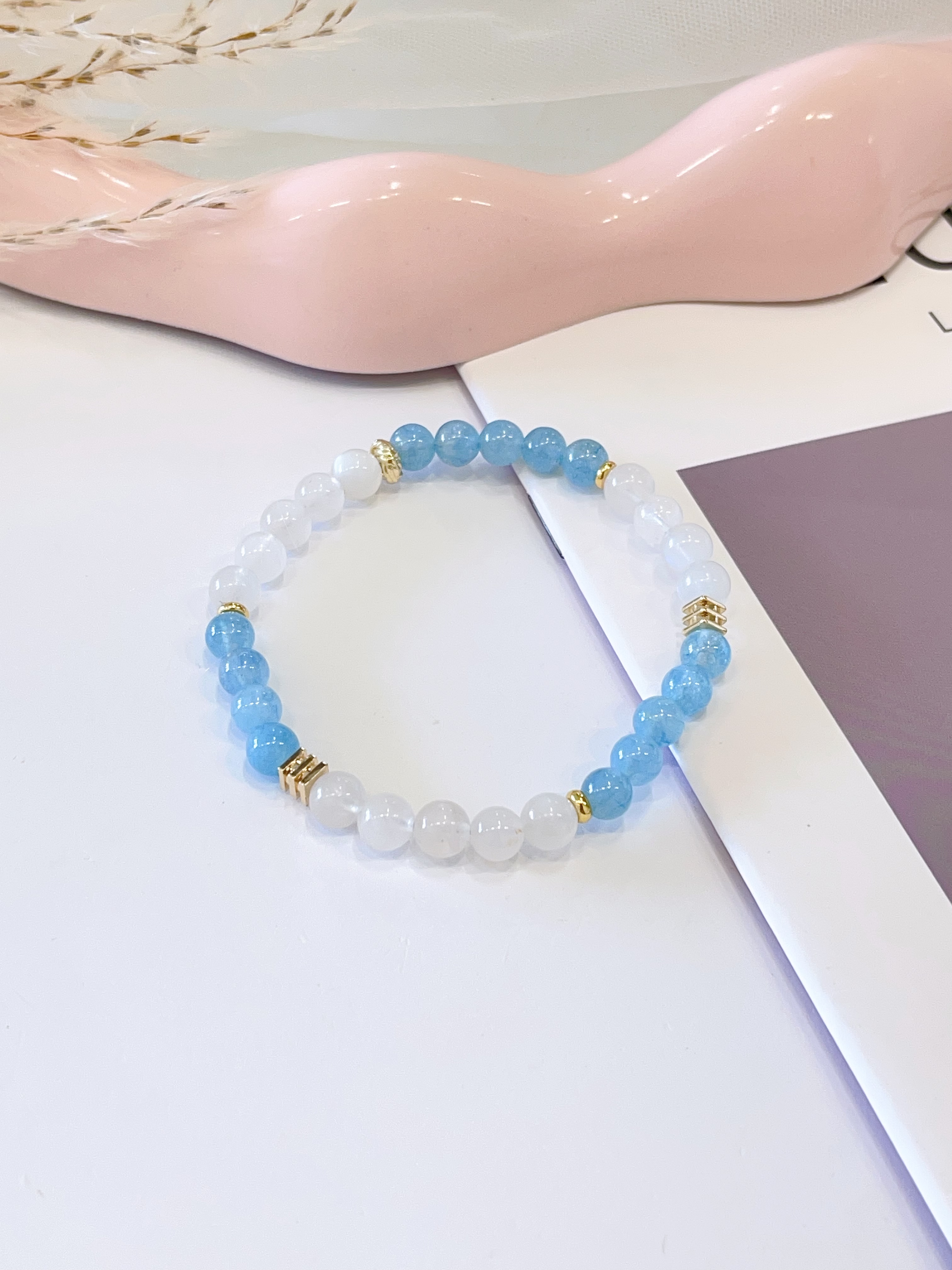 🌊🌙 海蓝宝 × 白月光手串 Aquamarine & Moonstone
