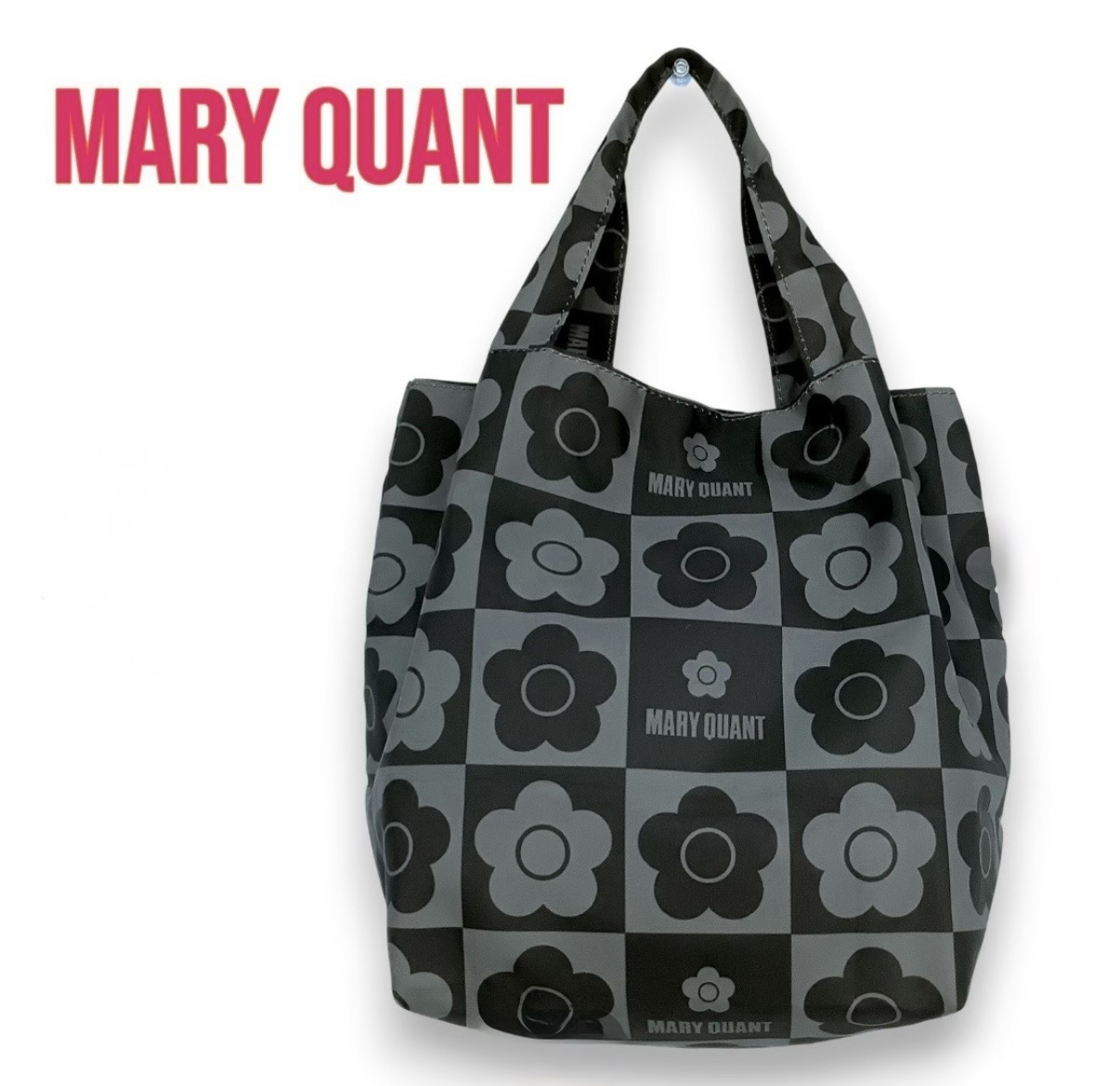 Mary Quant 深灰色雛菊棋盤格圖案環保手提袋