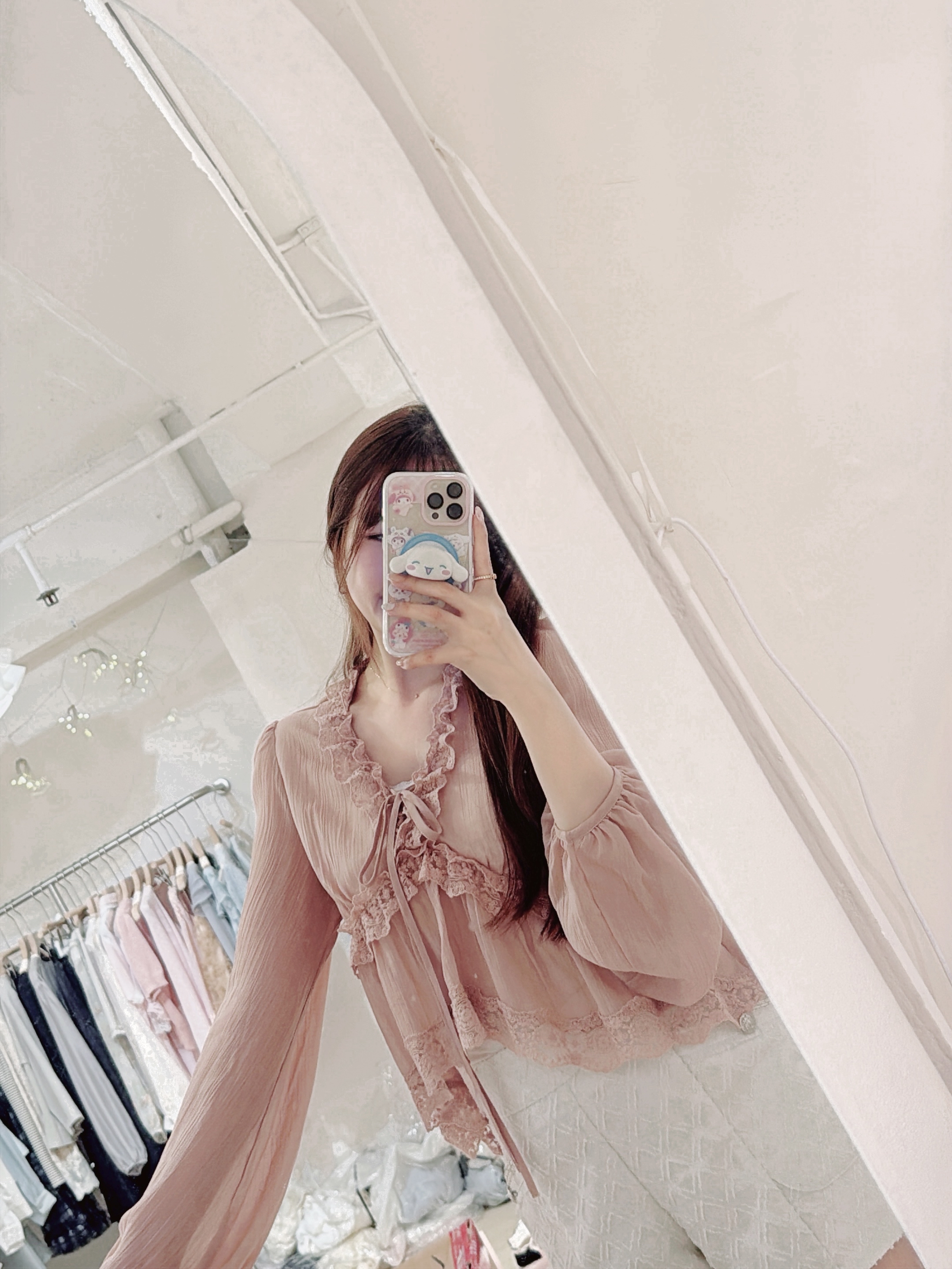 Elegant Lace Blouse with Ribbon